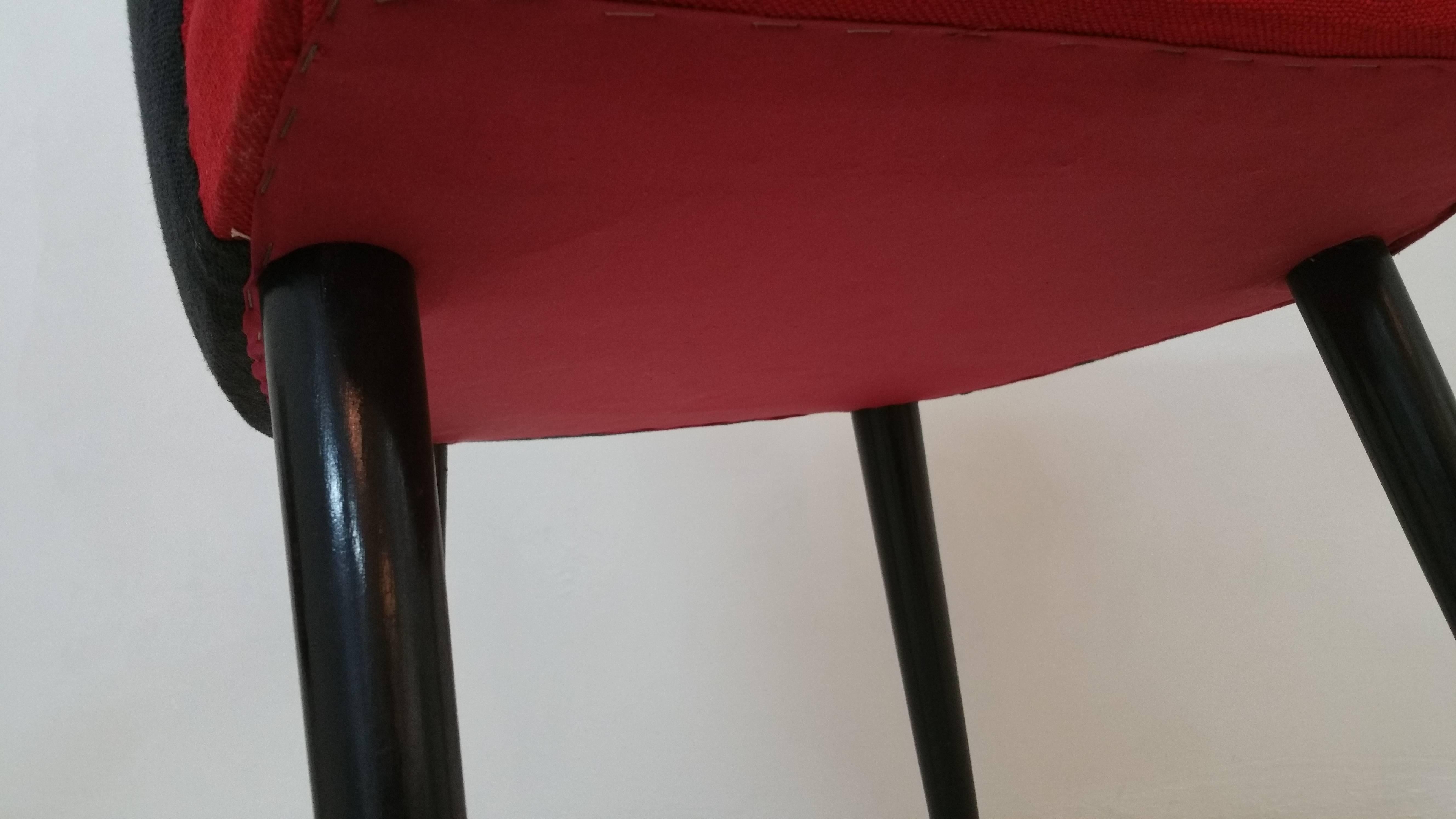 Italian Osvaldo Borsani Per Tecno Red Chairs