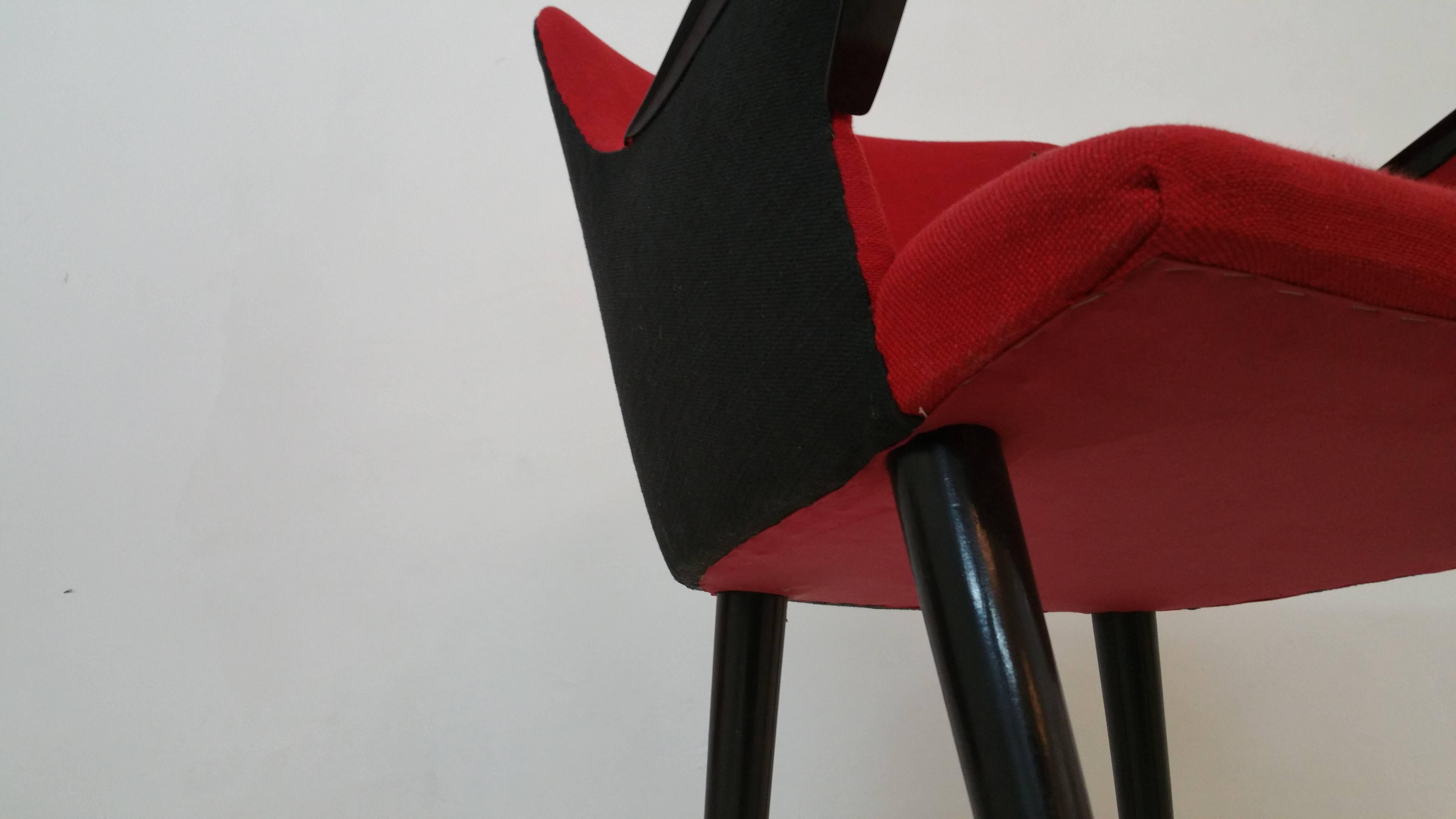 Osvaldo Borsani Per Tecno Red Chairs In Excellent Condition In Roma, IT