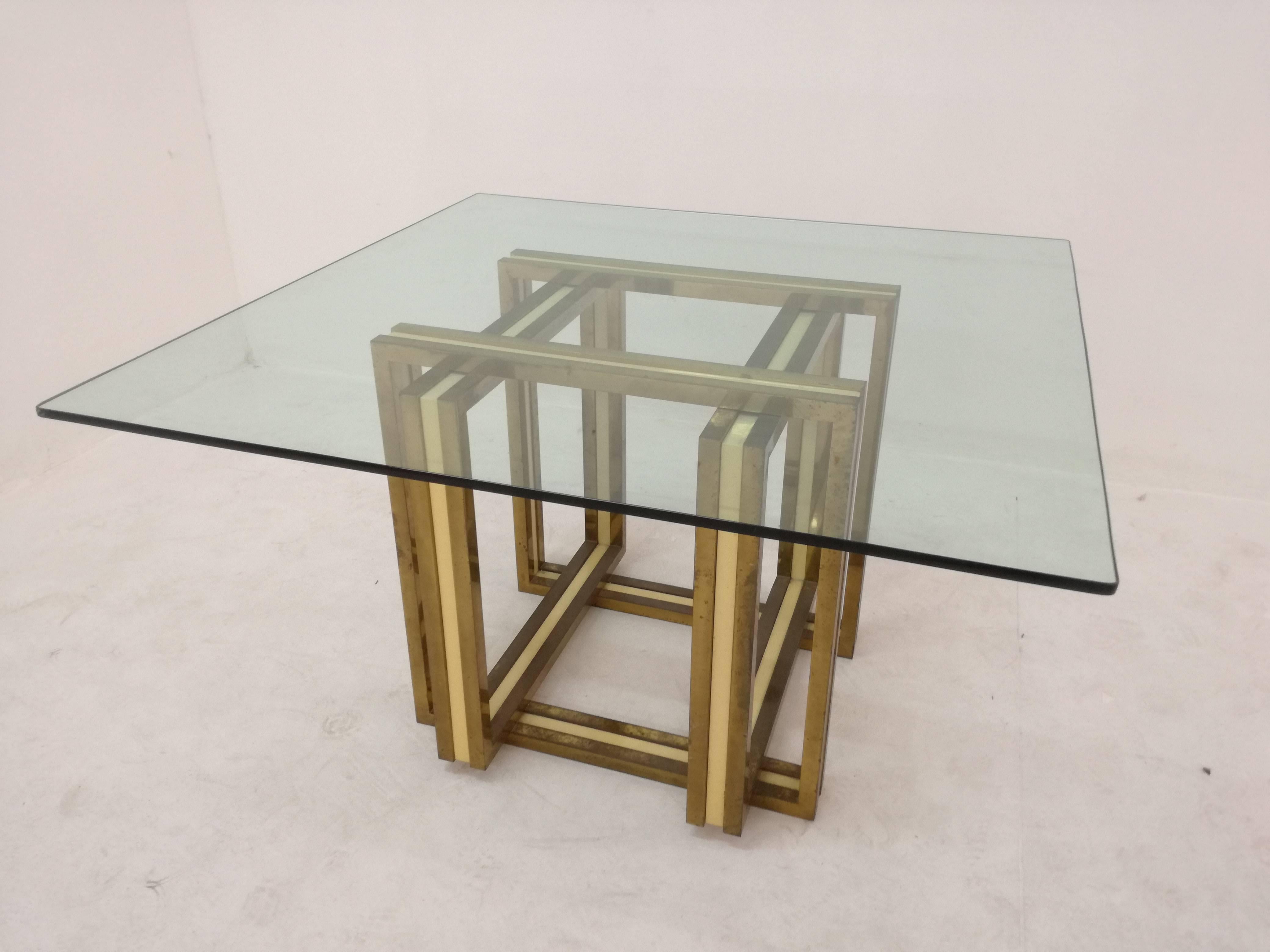 Brass Nucci Valsecchi Table with Glass Top For Sale