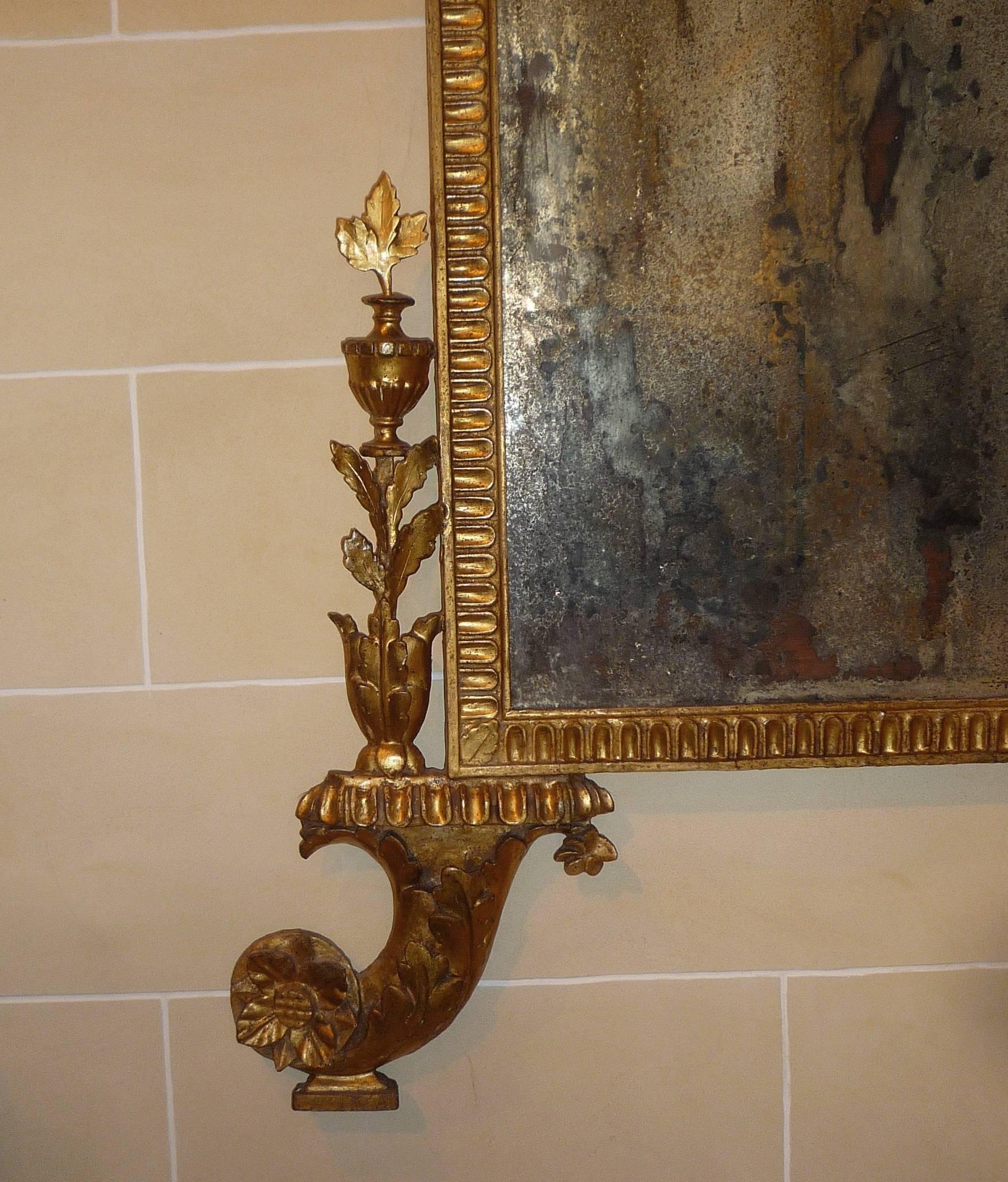 18th Century Italian Tuscan Neoclassical Carved and Giltwood Mirror 2