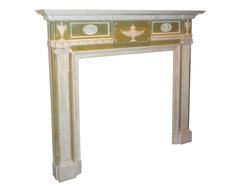 English Neoclassical Adam Style Carved and Painted Wood Fire Surround