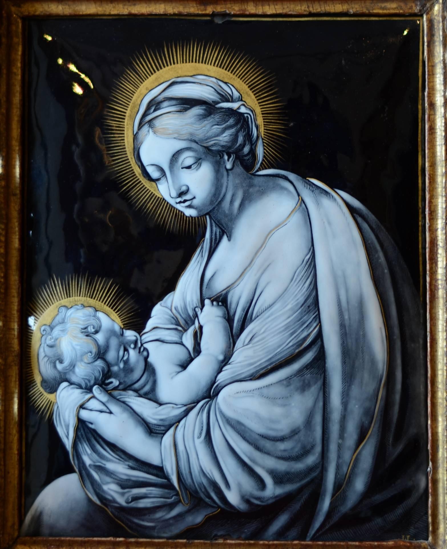 A fine and large French Limoges enamel plaque signed Jacques Ier Laudin (1627-1695), most famous enamel painter in Limoges, circa 1650 in it's original giltwood frame.
Dimensions of the enamel plaque: 8’’ x 10 ½ ‘’.