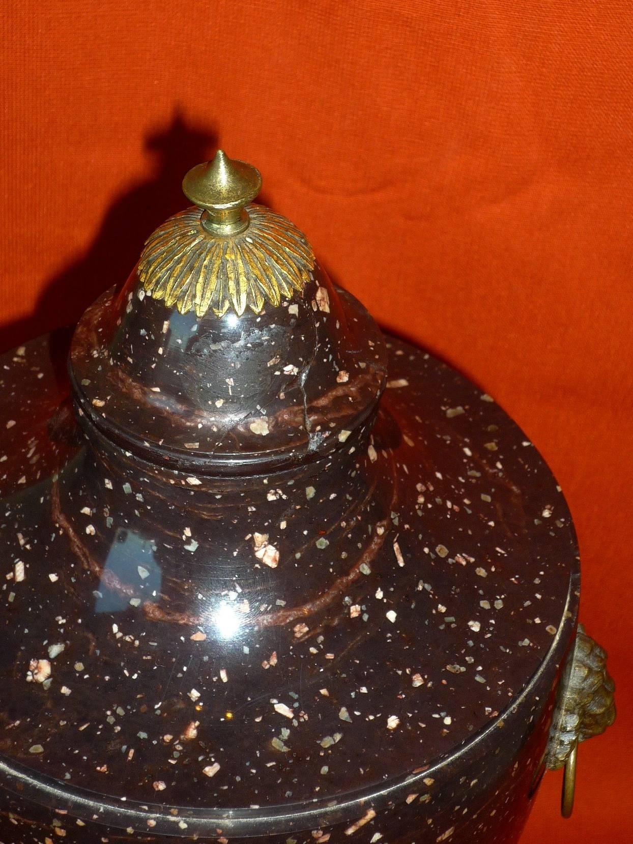Early 19th Century Swedish Neoclassical Blyberg Porphyry Covered Vase, Gustav IV Period, circa 1810 For Sale