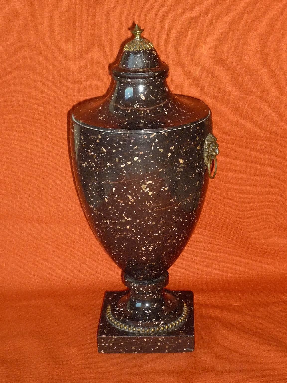 Bronze Swedish Neoclassical Blyberg Porphyry Covered Vase, Gustav IV Period, circa 1810 For Sale