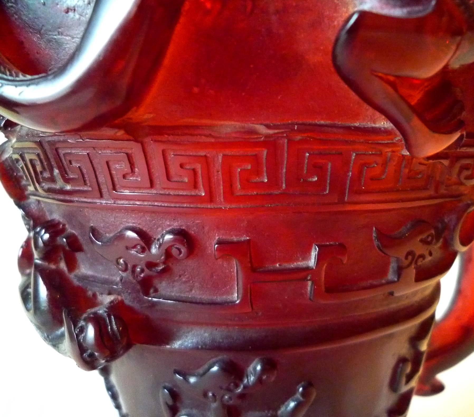 Resin Chinese Carved Amber Libation Cup, Ch’ien Lung Period, China
