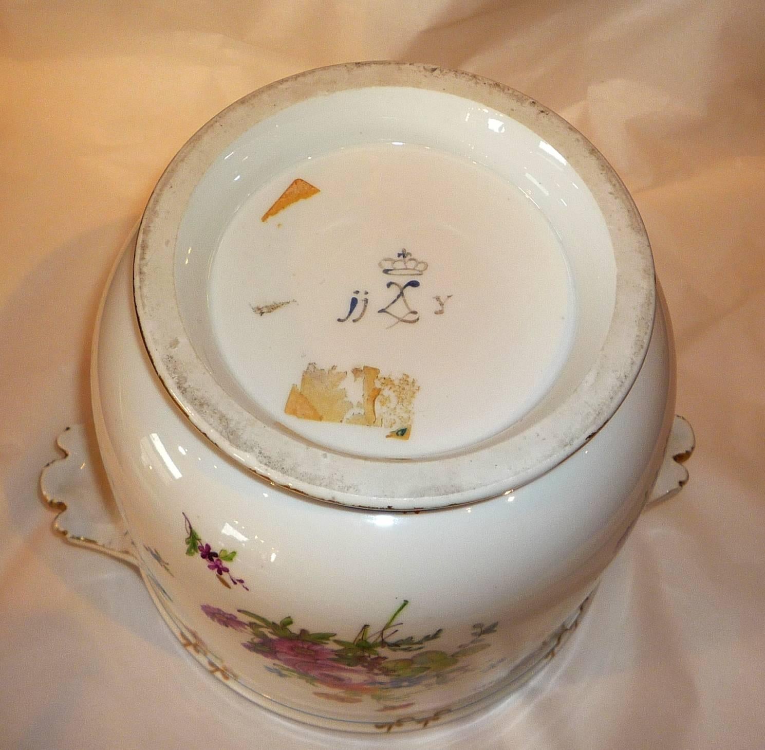 Hand-Painted Large Sèvres Hardpaste Porcelain Wine Cooler, 1786, Painter Bouillat