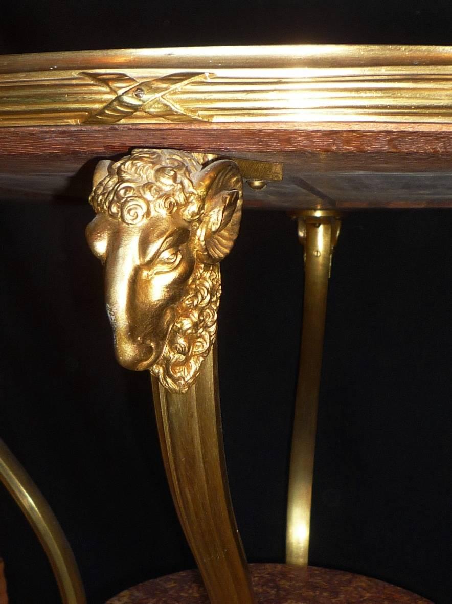 Pair of French Louis XVI Style Gilt Bronze and Marble Tops Gueridons, circa 1880 In Good Condition In Paris, FR