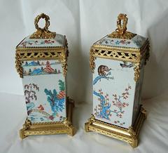 Pair of Japanese Kakiemon Vases, circa 1710 with French Gilt Bronze Mounts