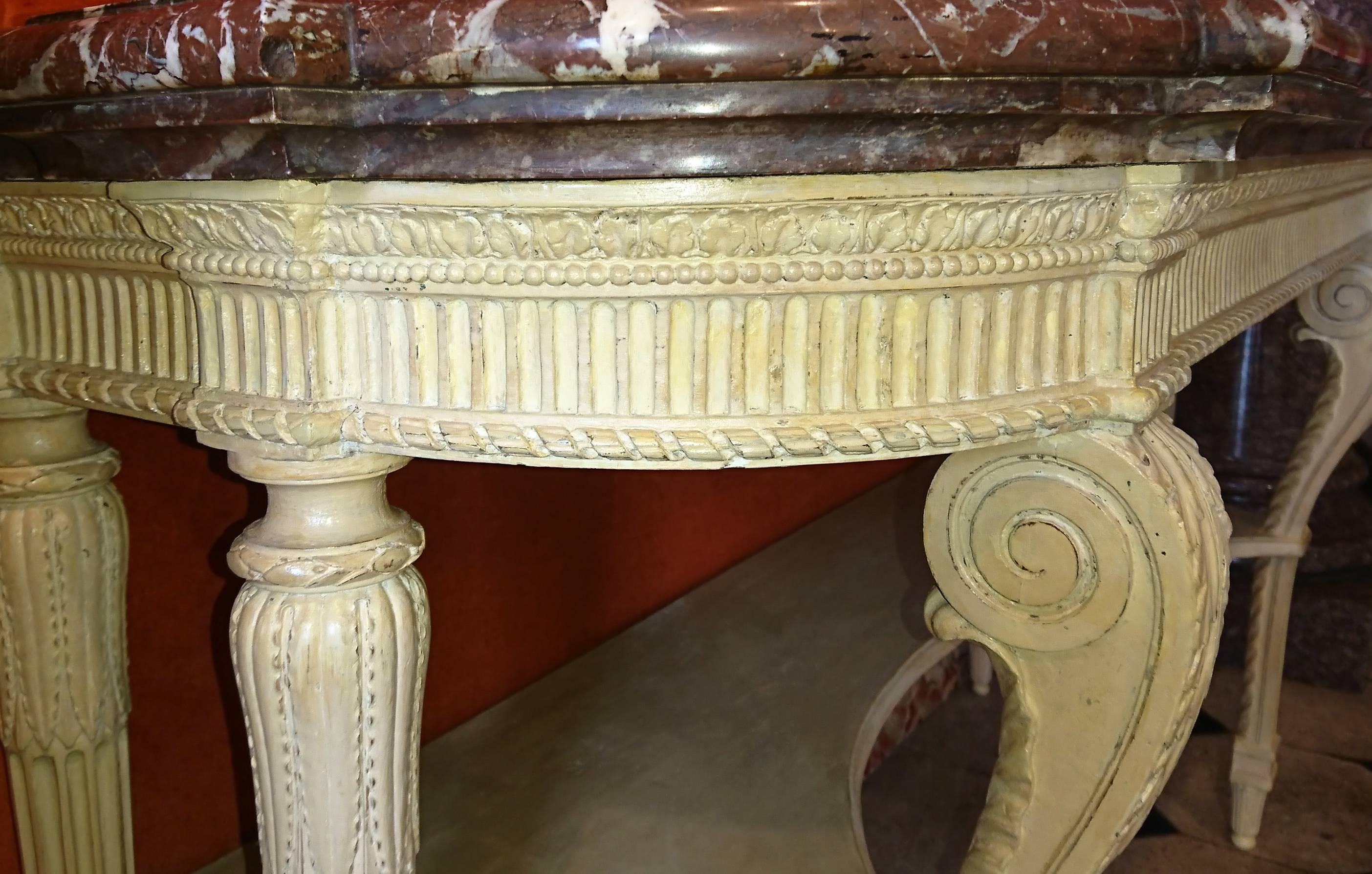 French Louis XVI Period Carved & Painted Wood Console Table, Attributed G. Jacob In Excellent Condition For Sale In Paris, FR