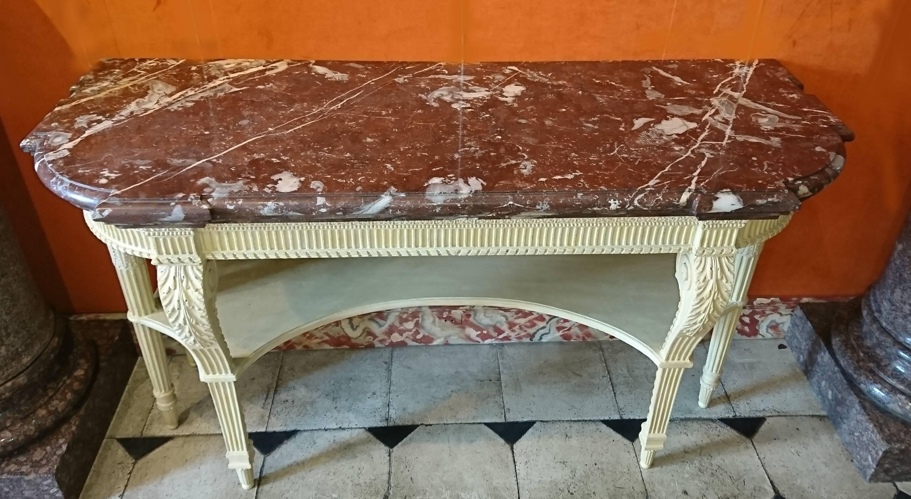 Late 18th Century French Louis XVI Period Carved & Painted Wood Console Table, Attributed G. Jacob For Sale