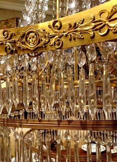 Large Baltic Neoclassical Gilt Bronze and Crystal Twelve-Light Chandelier