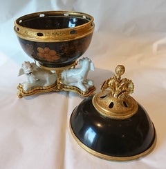 French Louis XVI Ormolu, Lacquer and Blanc de Chine Porcelain Vase Pot Pourri