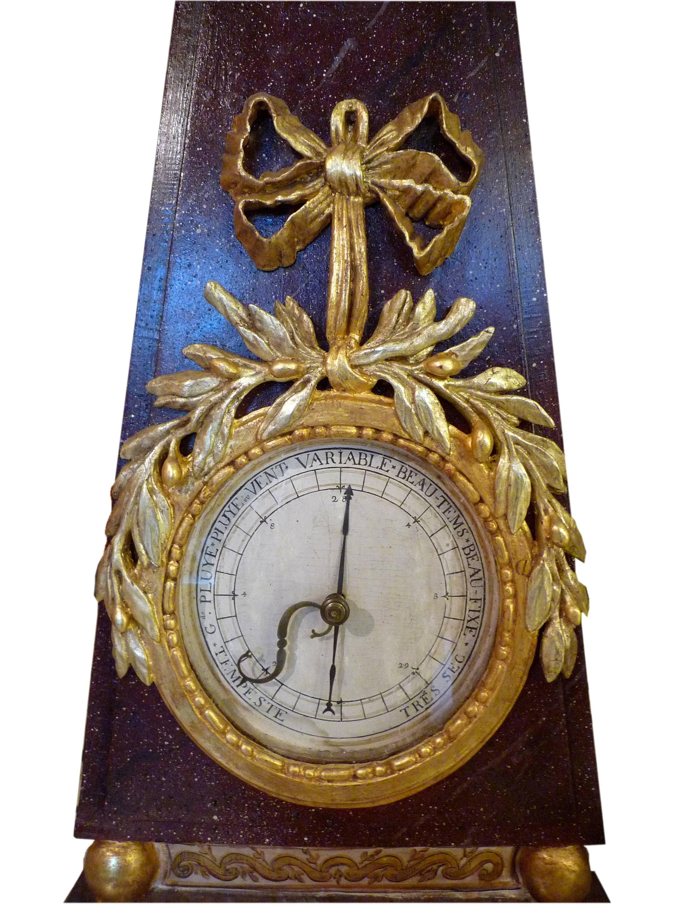 French Louis XVI Period Painted and Giltwood Barometer, circa 1780 In Good Condition In Paris, FR