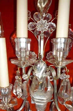 Pair of French Four-Light Rock Crystal Sconces, Maison Baguès, circa 1930