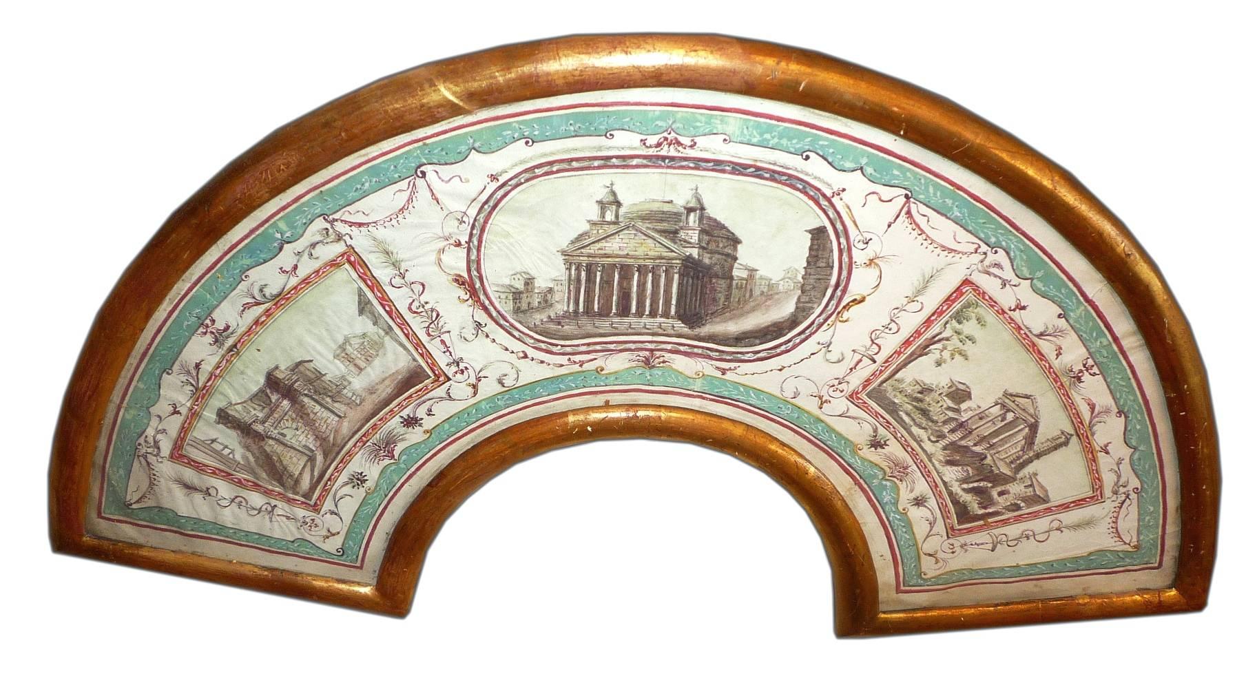 Five 18th Century Roman Gouaches, Projects for Fans for the Grand Tour In Fair Condition In Paris, FR
