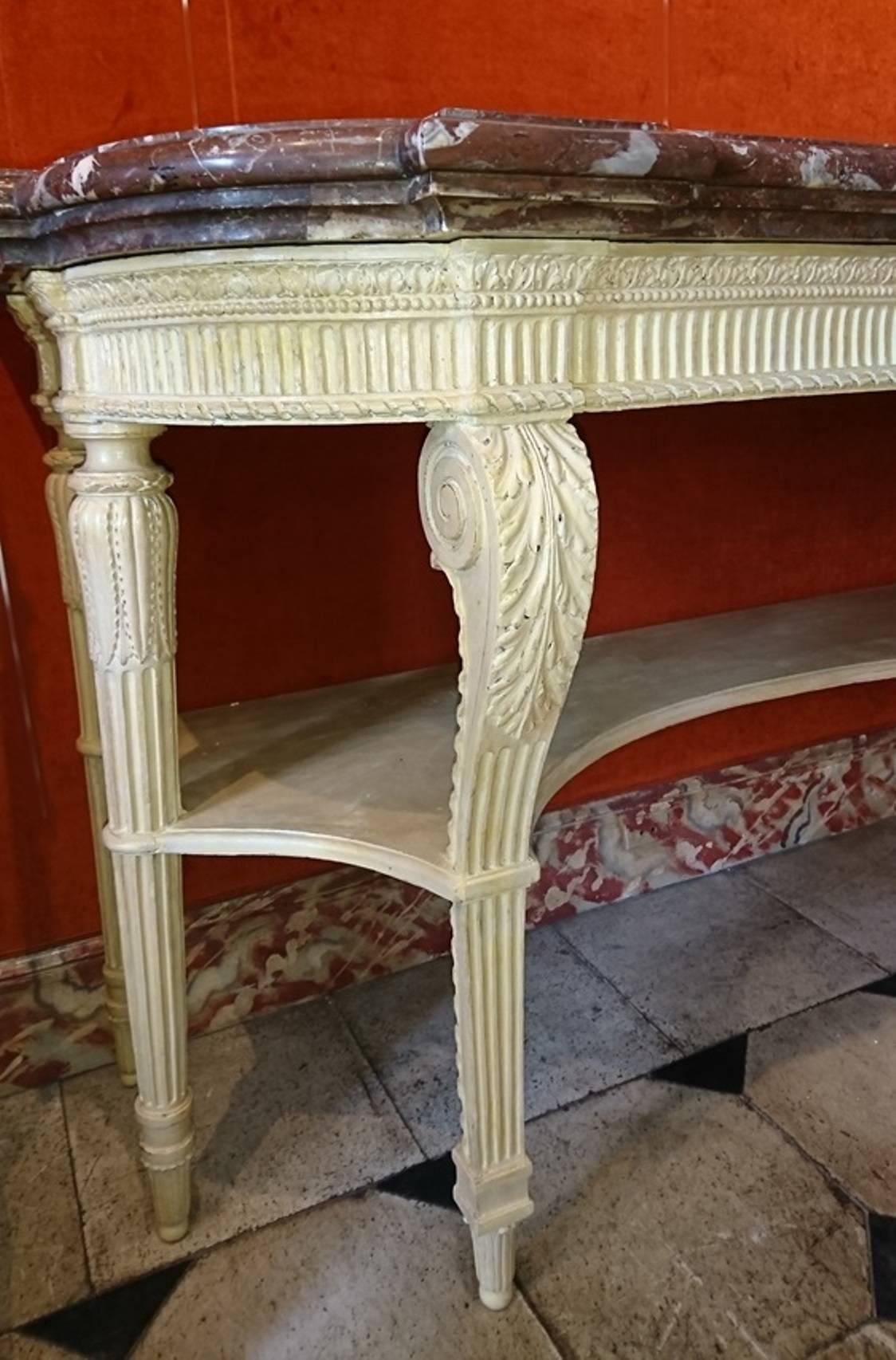 French Louis XVI Period Carved & Painted Wood Console Table, Attributed G. Jacob For Sale 1