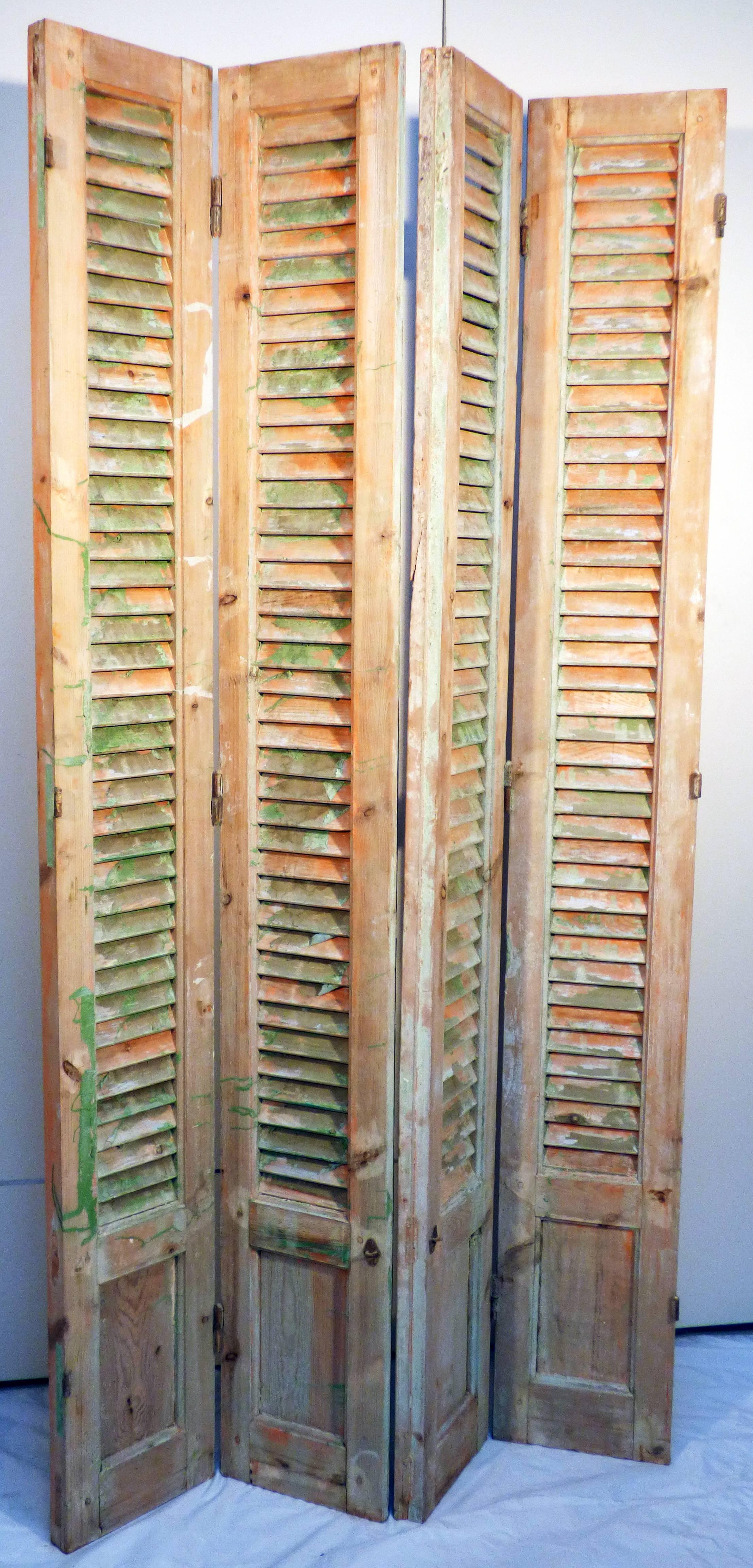 French Wooden Shutters in Original Paint from 1940s For Sale 1