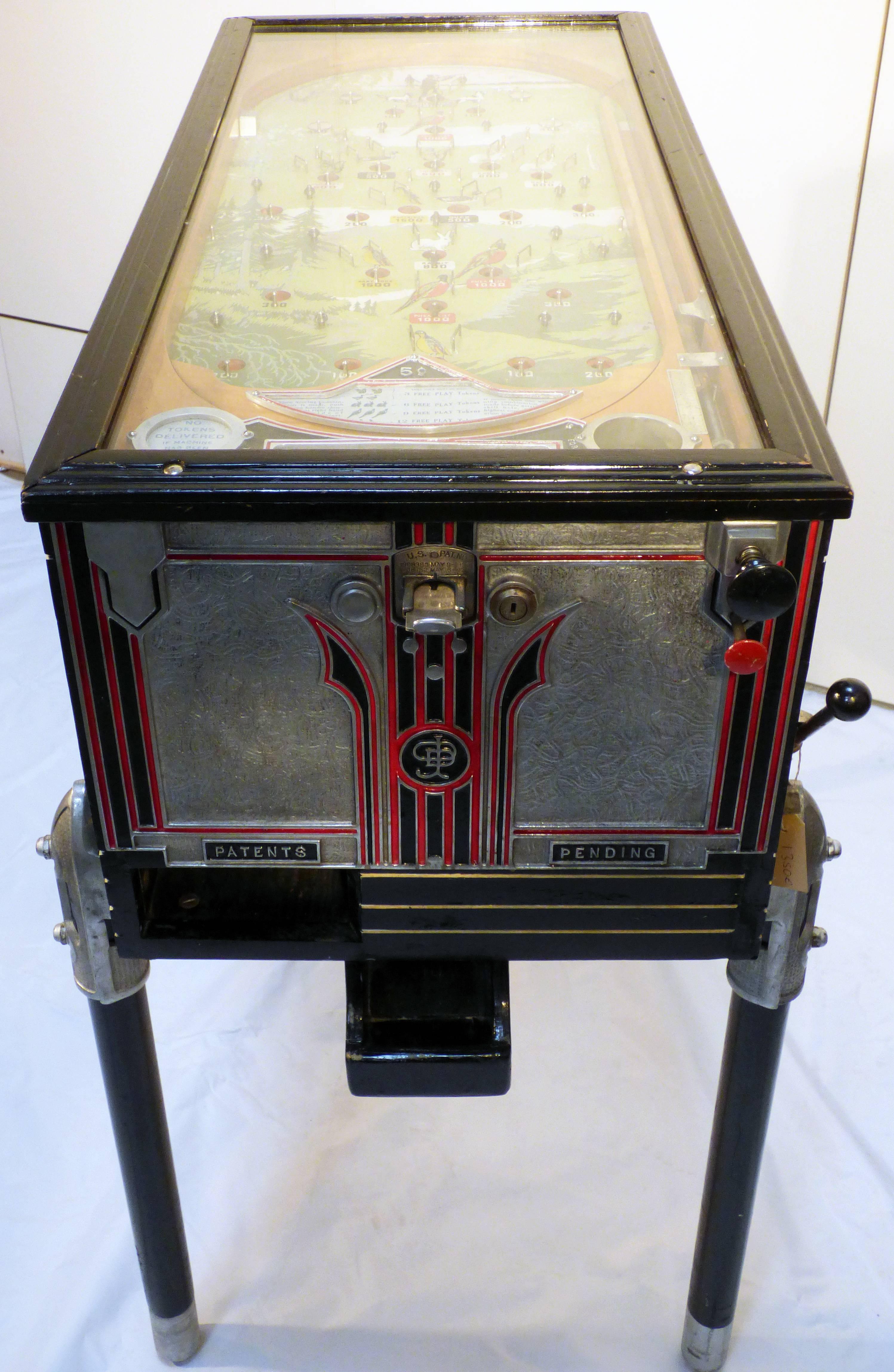 Wonderful pinball machine in very good optical condition and very unique eye-catcher in Art Deco style.

The mechanics do not work completely and not to be restored to play the pinball machine.

For shipping costs, just send us a short message &