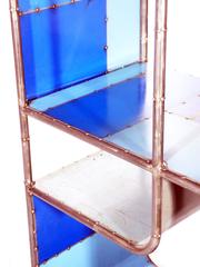 American Reclaimed Steel Blue Shelf or Rack in Industrial Design