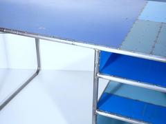 American Reclaimed Steel Blue Office Desk in Industrial Design