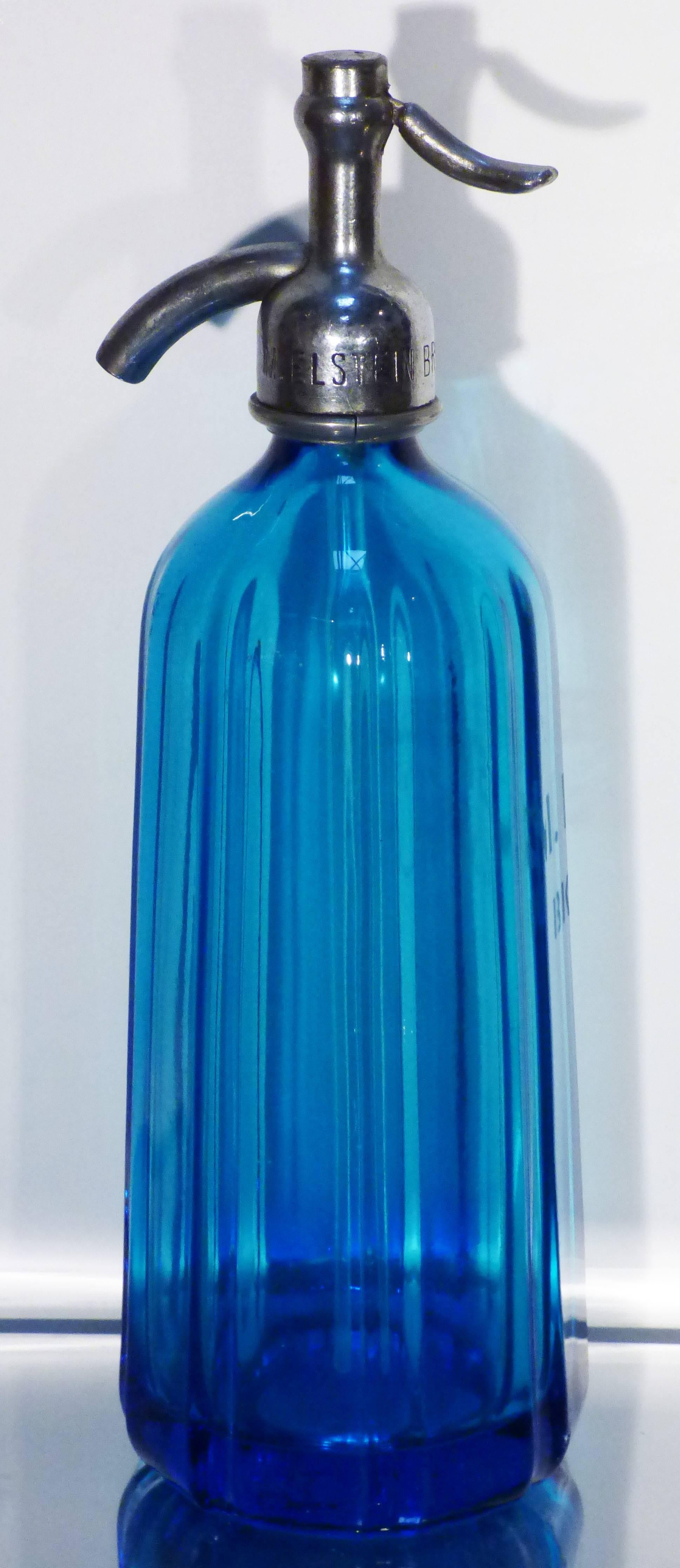 Glass M. Elstein Soda Bottle Siphon Seltzer for Bar from Brooklyn New York For Sale
