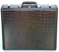 Samsonite Attache Crocodile-Embossed Leather Suitcase from 1950s