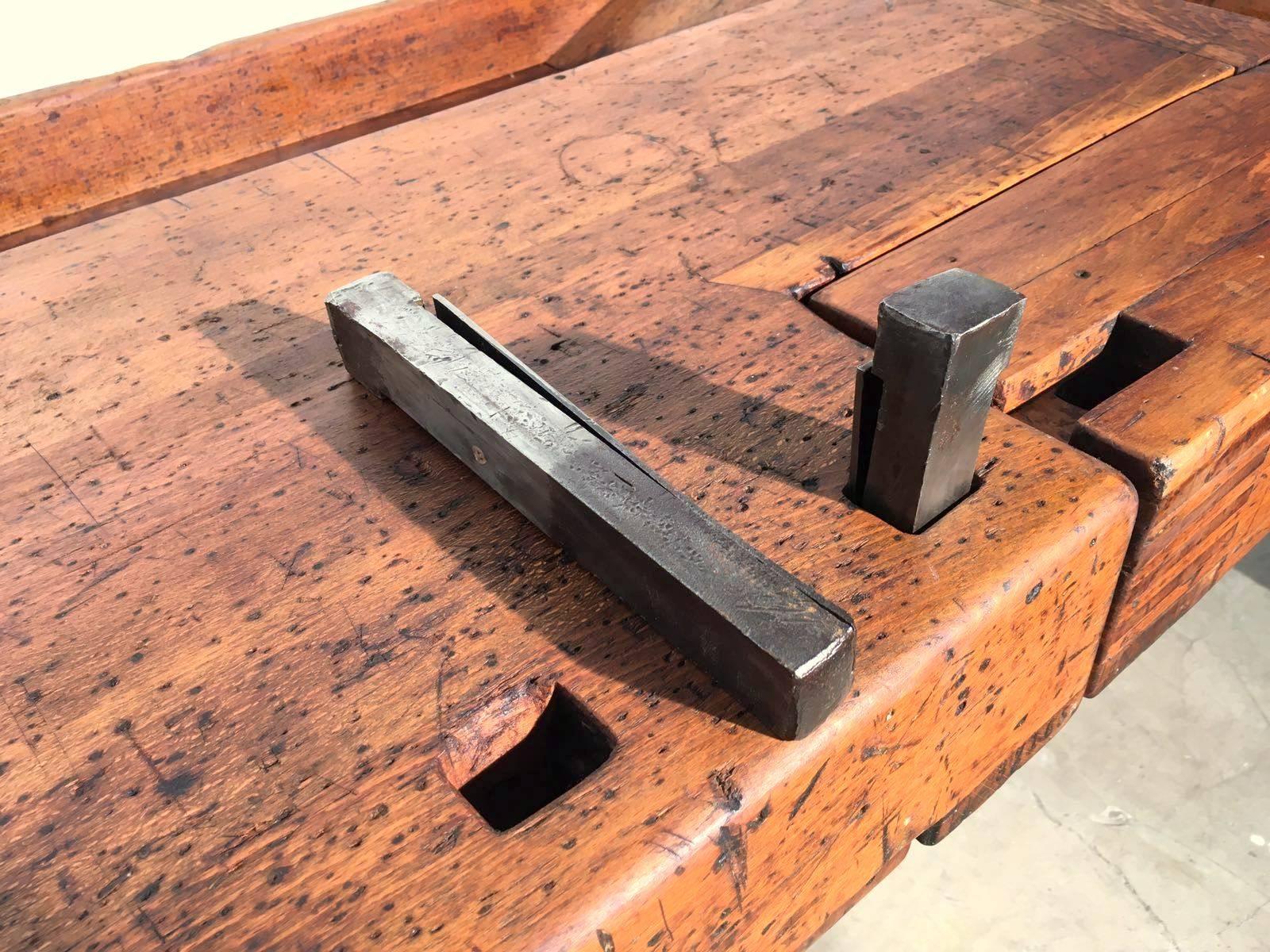 Industrial German Carpenters Workbench, Early 20th Century For Sale