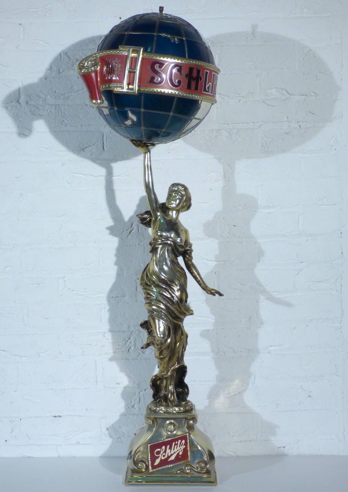 American Schlitz Beer Colombian Princess Statue Lamp For Sale