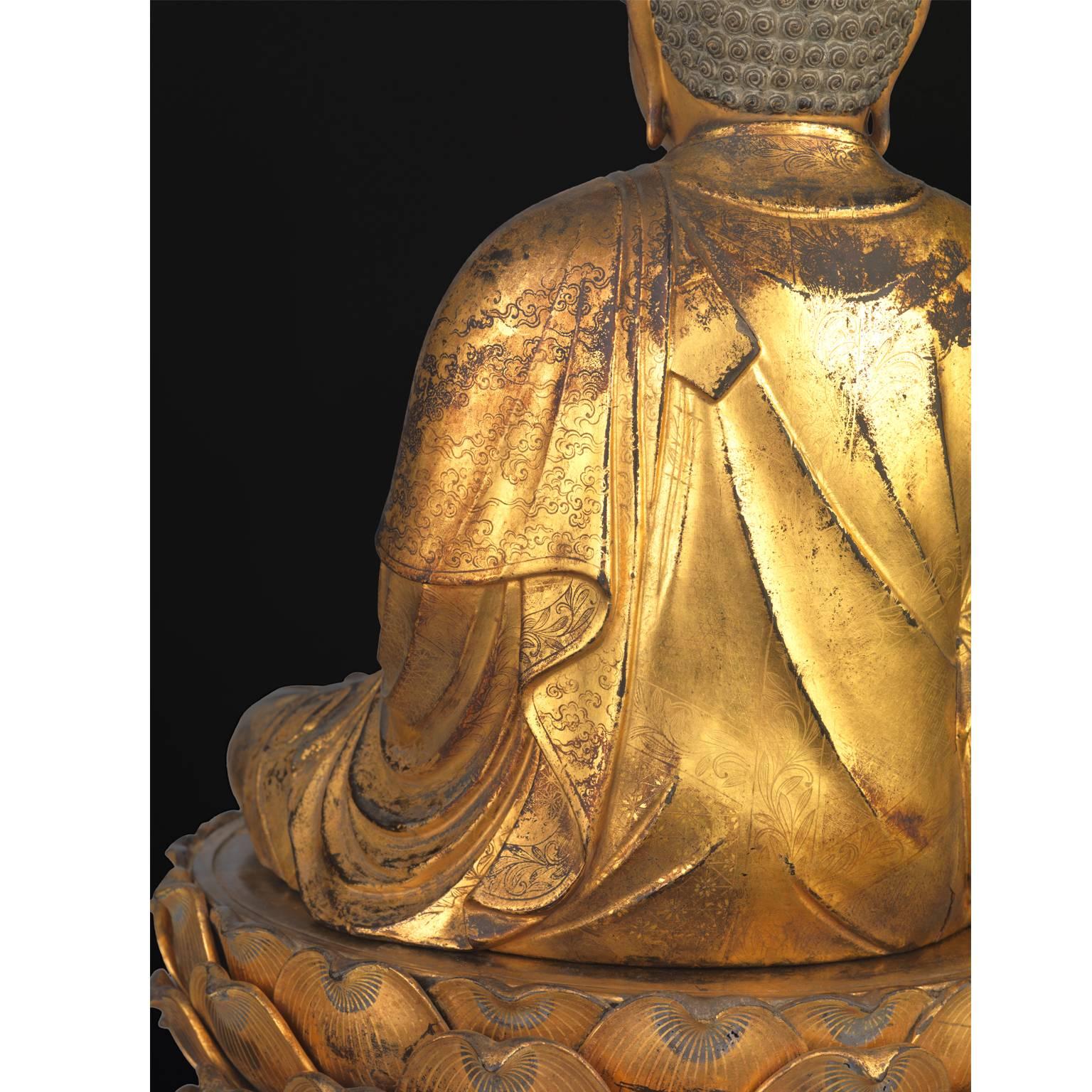 Japanese 13th Century Giltwood Buddhist Figure For Sale