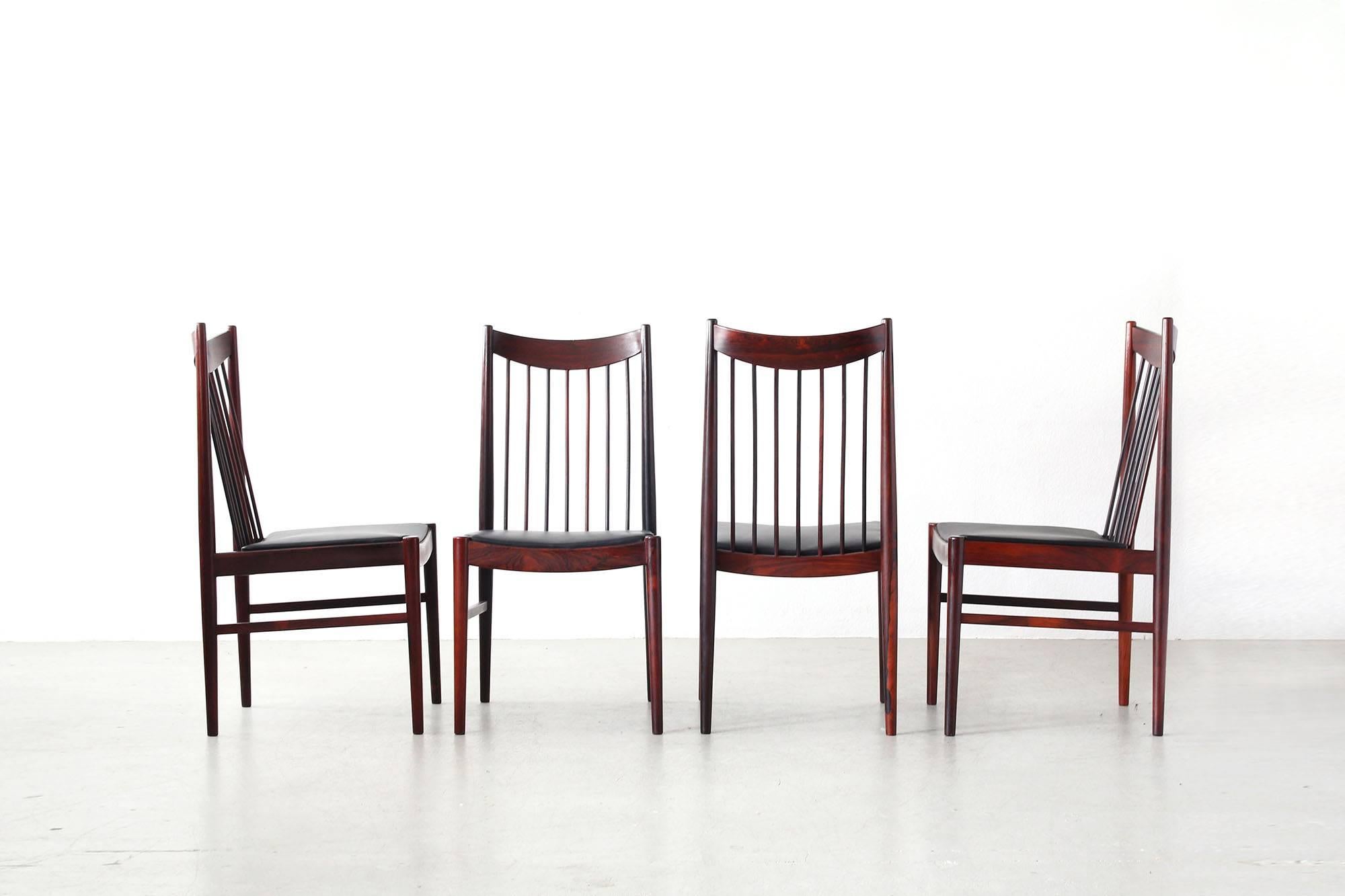 Danish Beautiful Set of Four Dining Chairs by Arne Vodder for Sibast