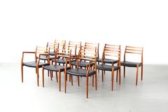 Beautiful Set of 12 Danish Dining Chairs by Niels Moller Møller Mod. 78 & 62