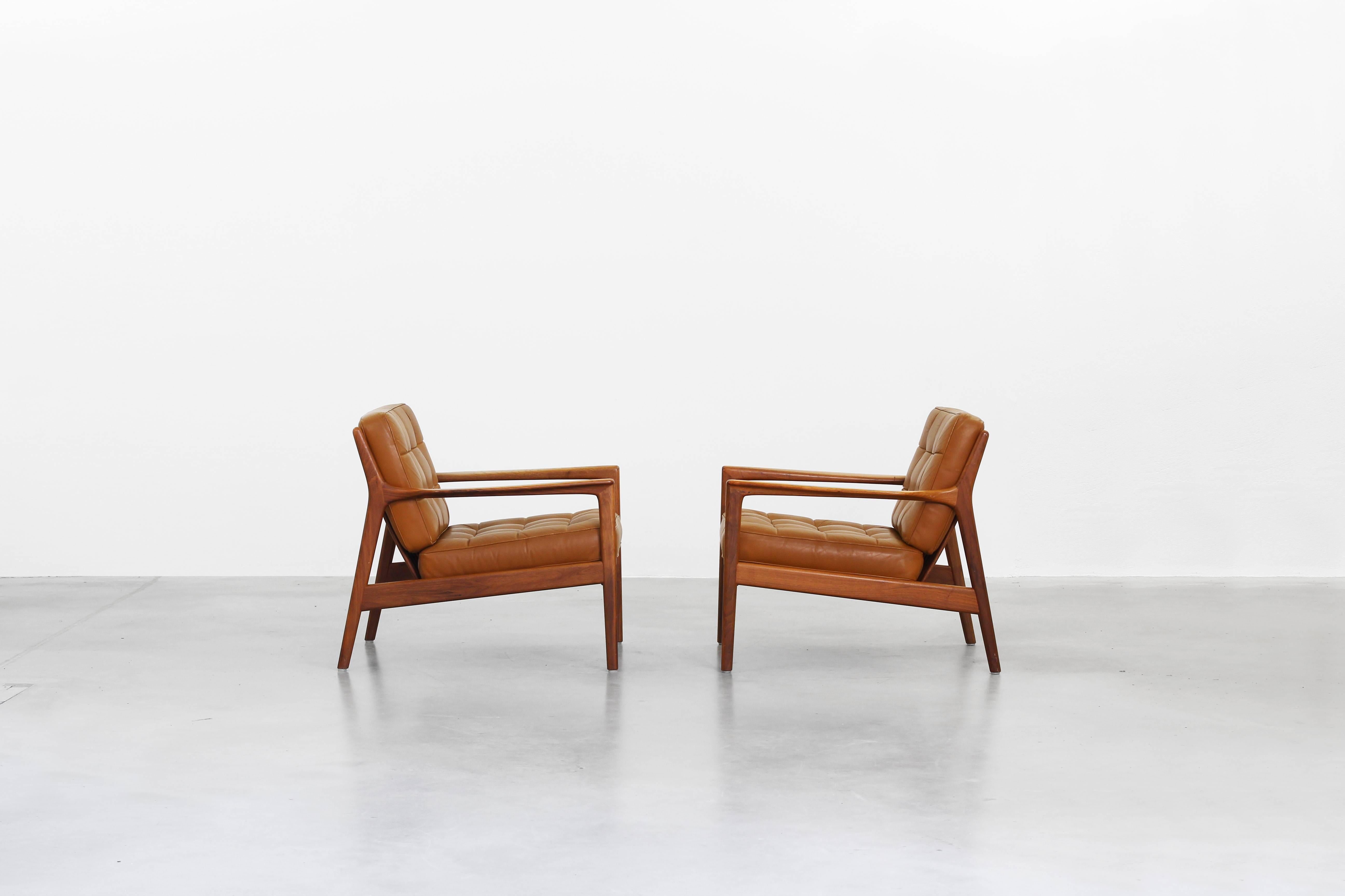 Swedish Pair of Lounge Easy Chairs by Folke Ohlsson by DUX