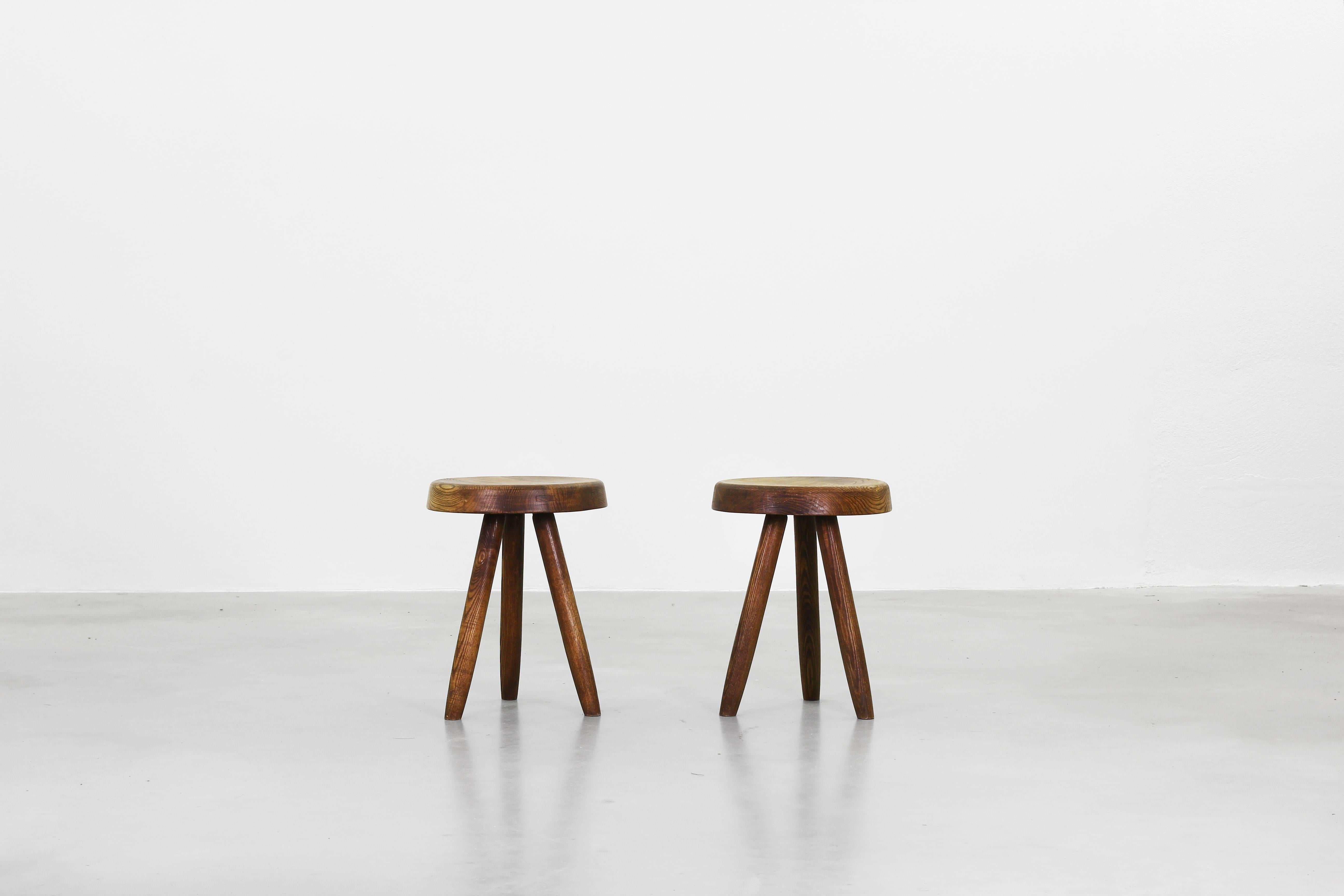 French Pair of Beautiful Stools by Charlotte Perriand for Steph Simon