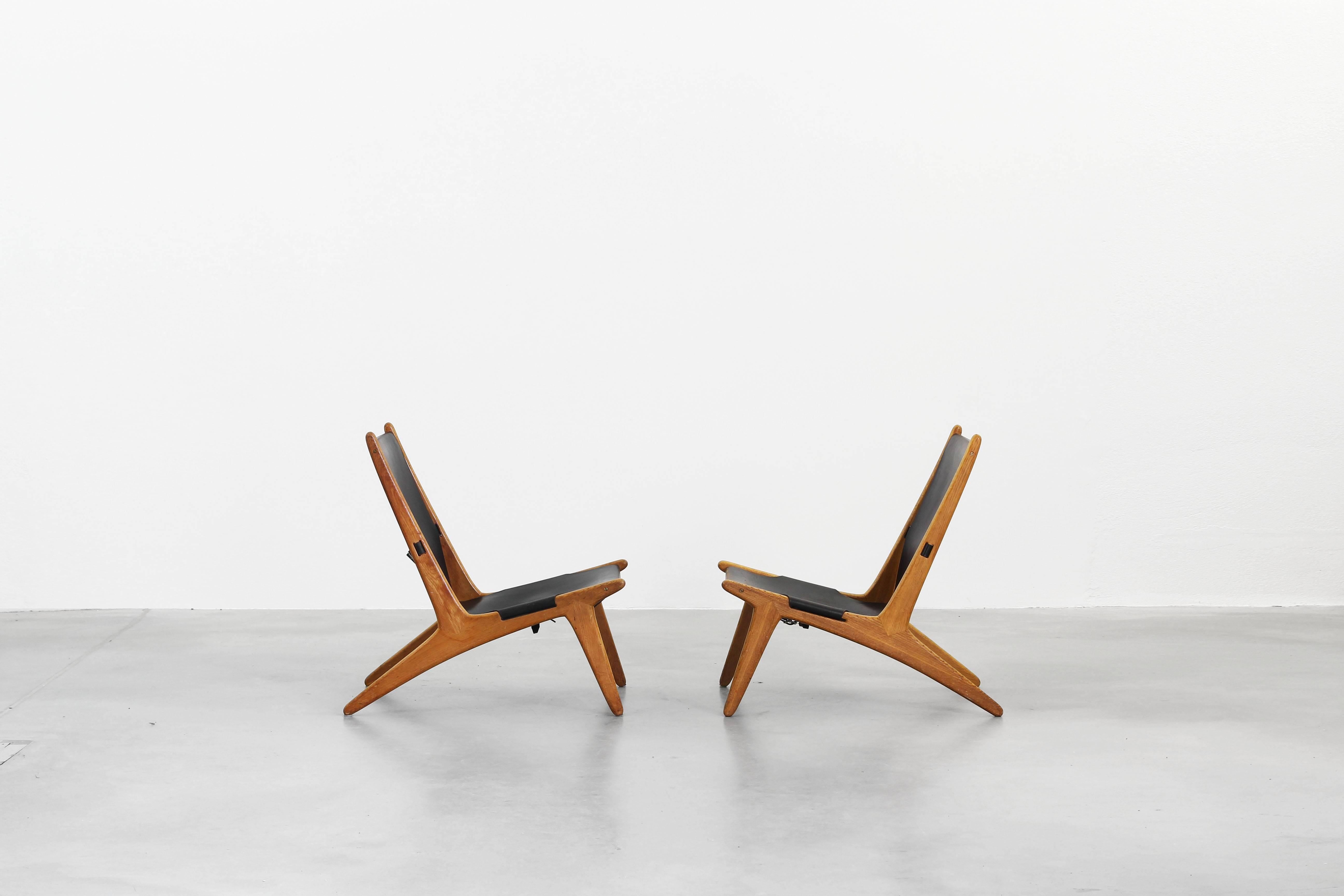 Pair of Beautiful Lounge Hunting Chairs by Uno & Osten Kristiansson In Good Condition In Berlin, DE