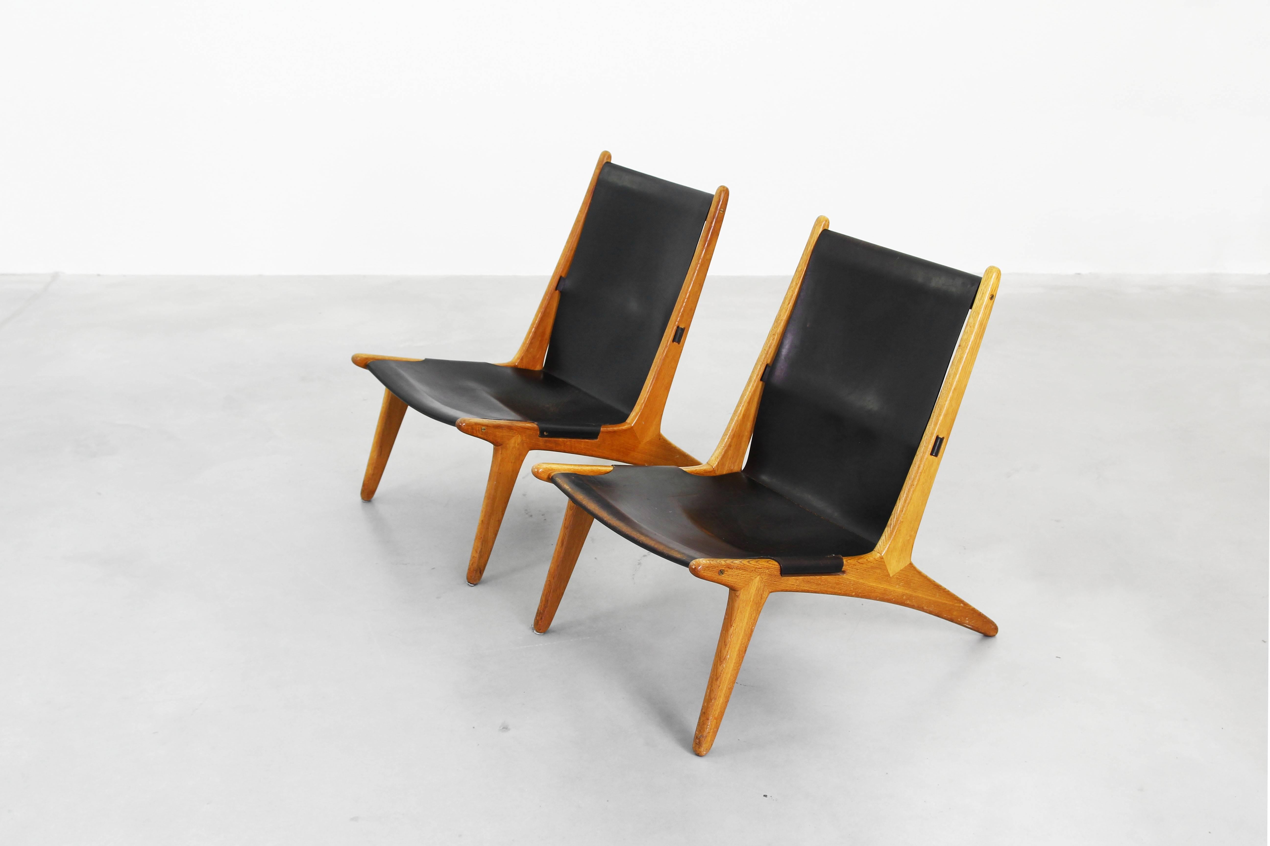 Pair of Beautiful Lounge Hunting Chairs by Uno & Osten Kristiansson 1