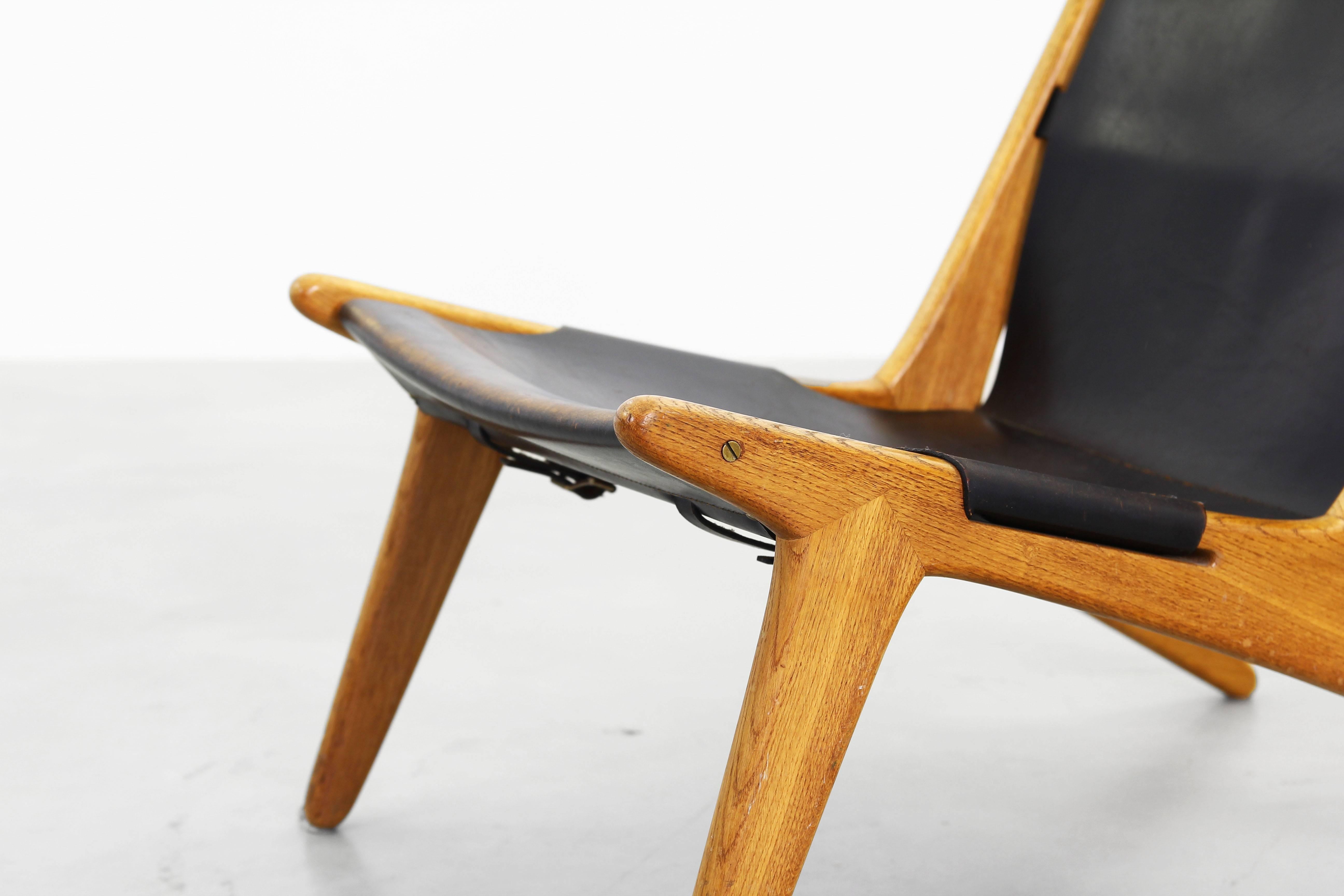Leather Pair of Beautiful Lounge Hunting Chairs by Uno & Osten Kristiansson