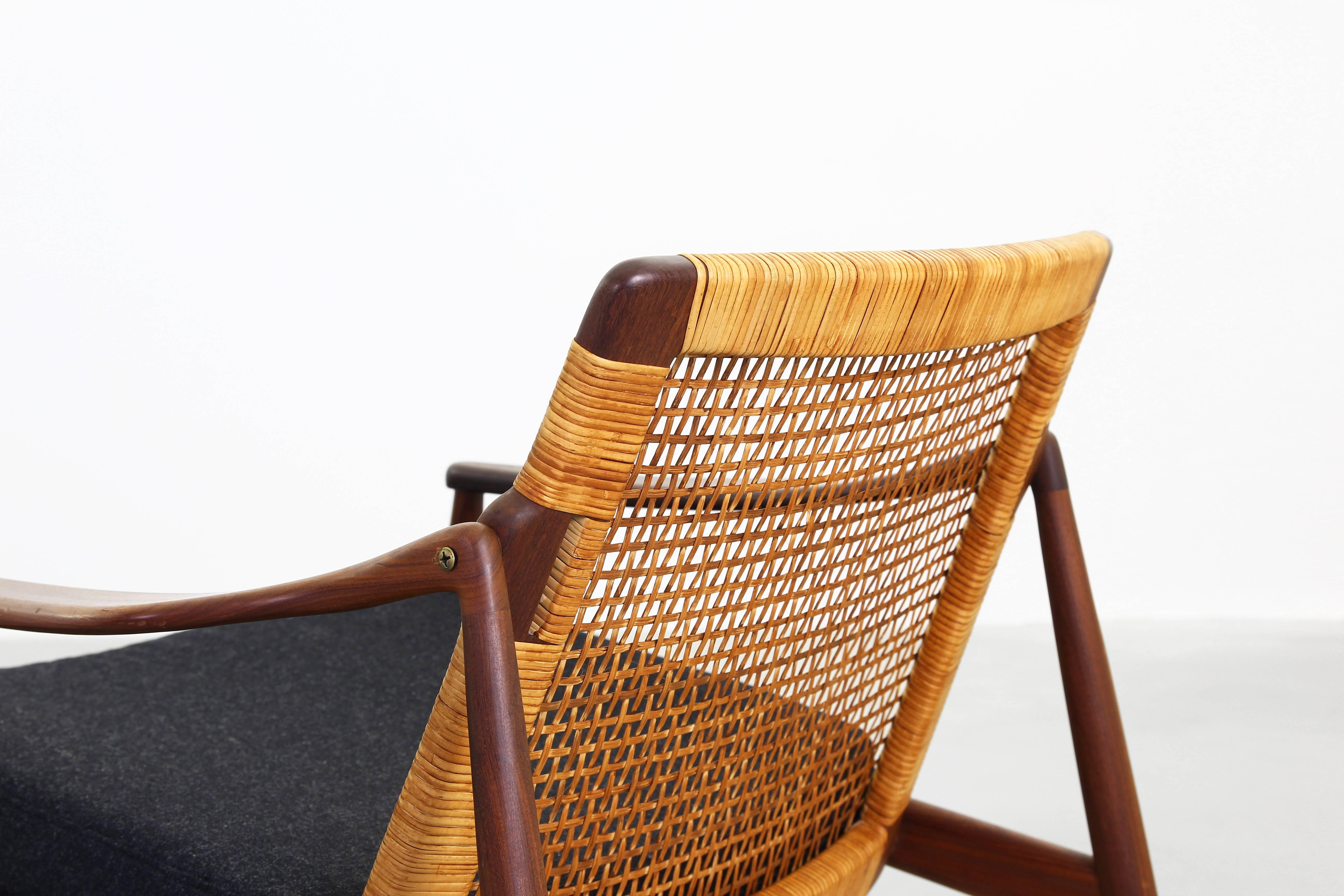 Cane Beautiful Pair of Lounge Easy Chairs by Hartmut Lohmeyer for Wilkhahn