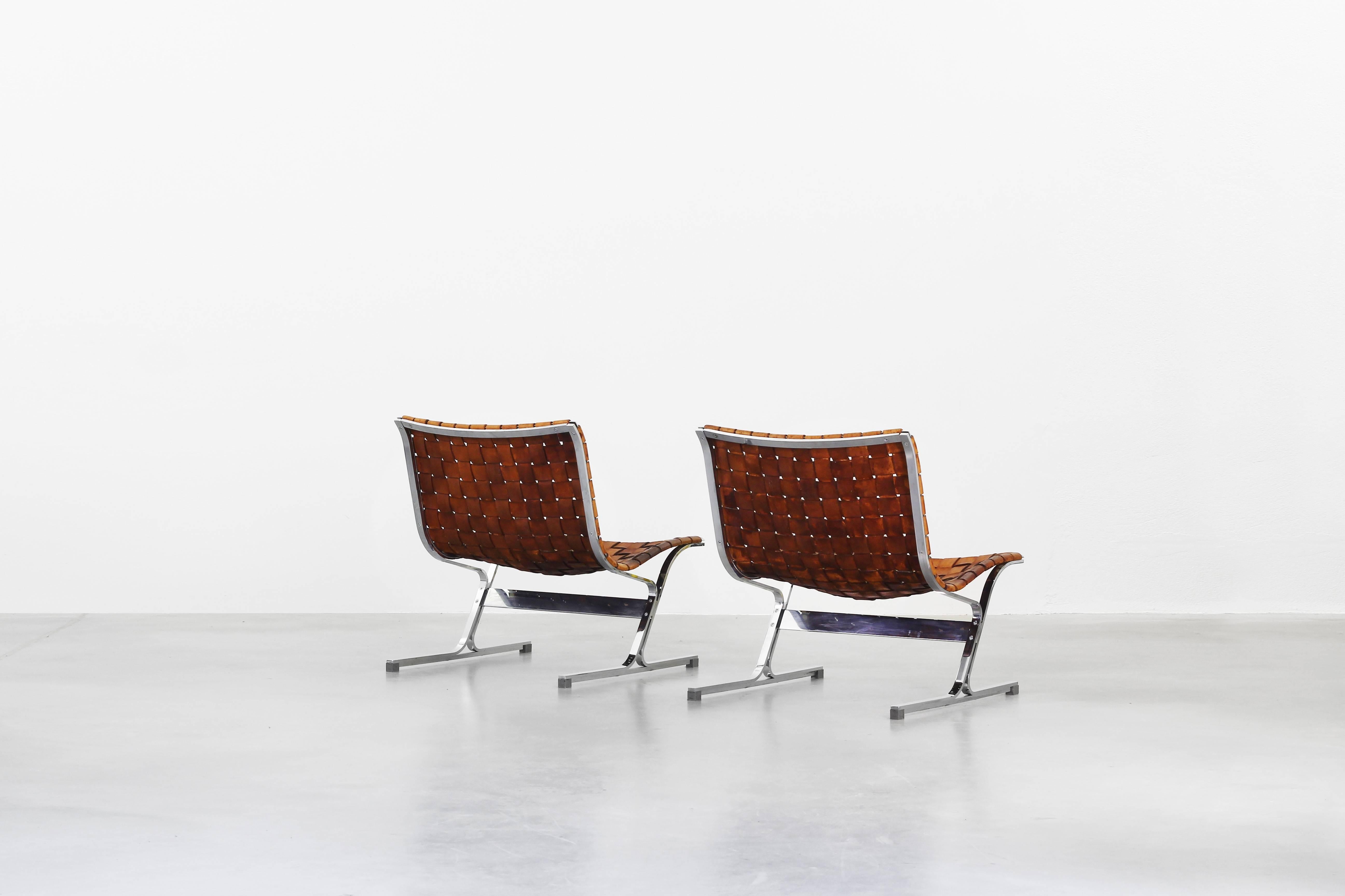 Italian Pair of Beautiful Lounge Chairs by Ross Littell for ICF PLR 1