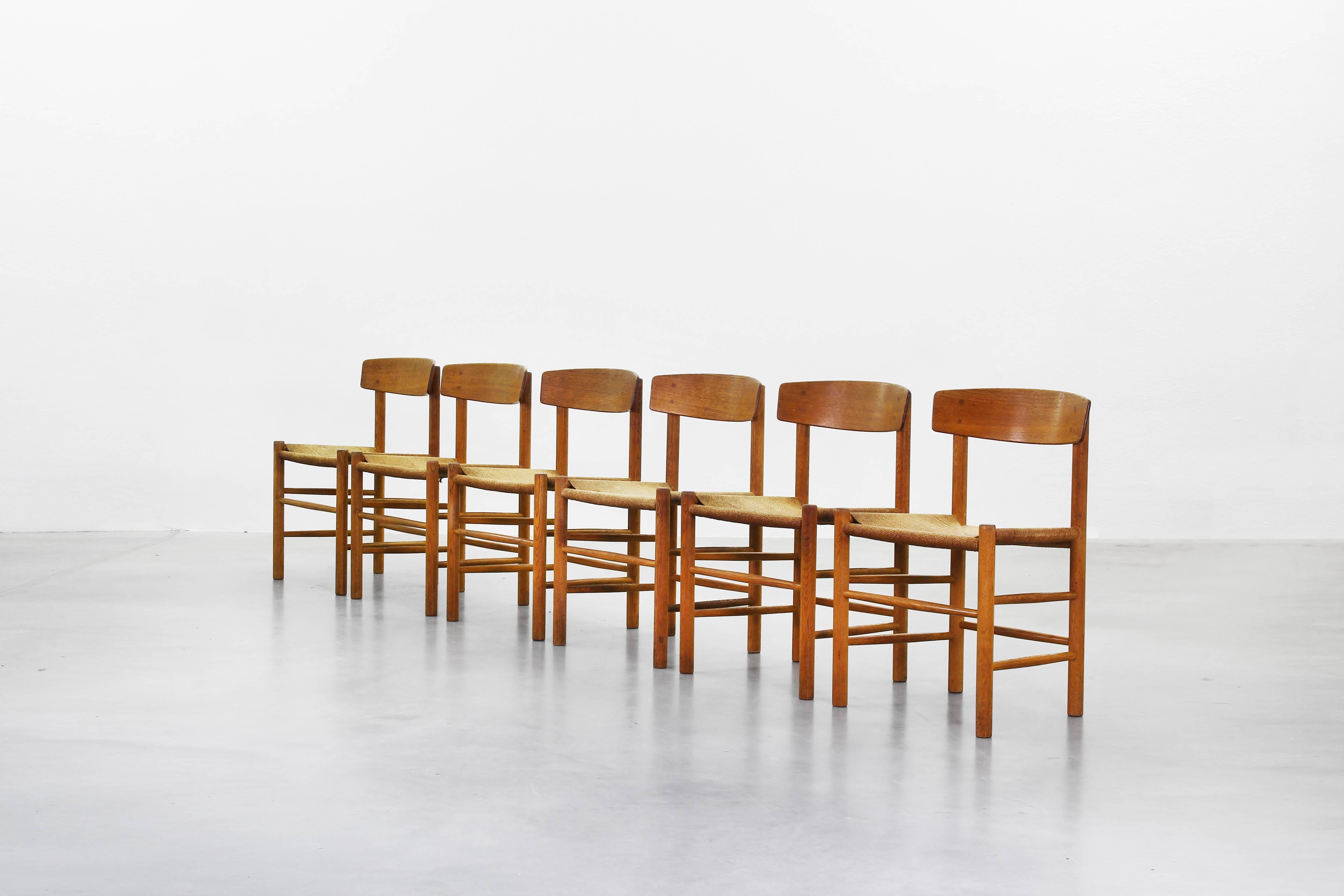 20th Century Set of Six Dining Chairs by Børge Mogensen for Fredericia