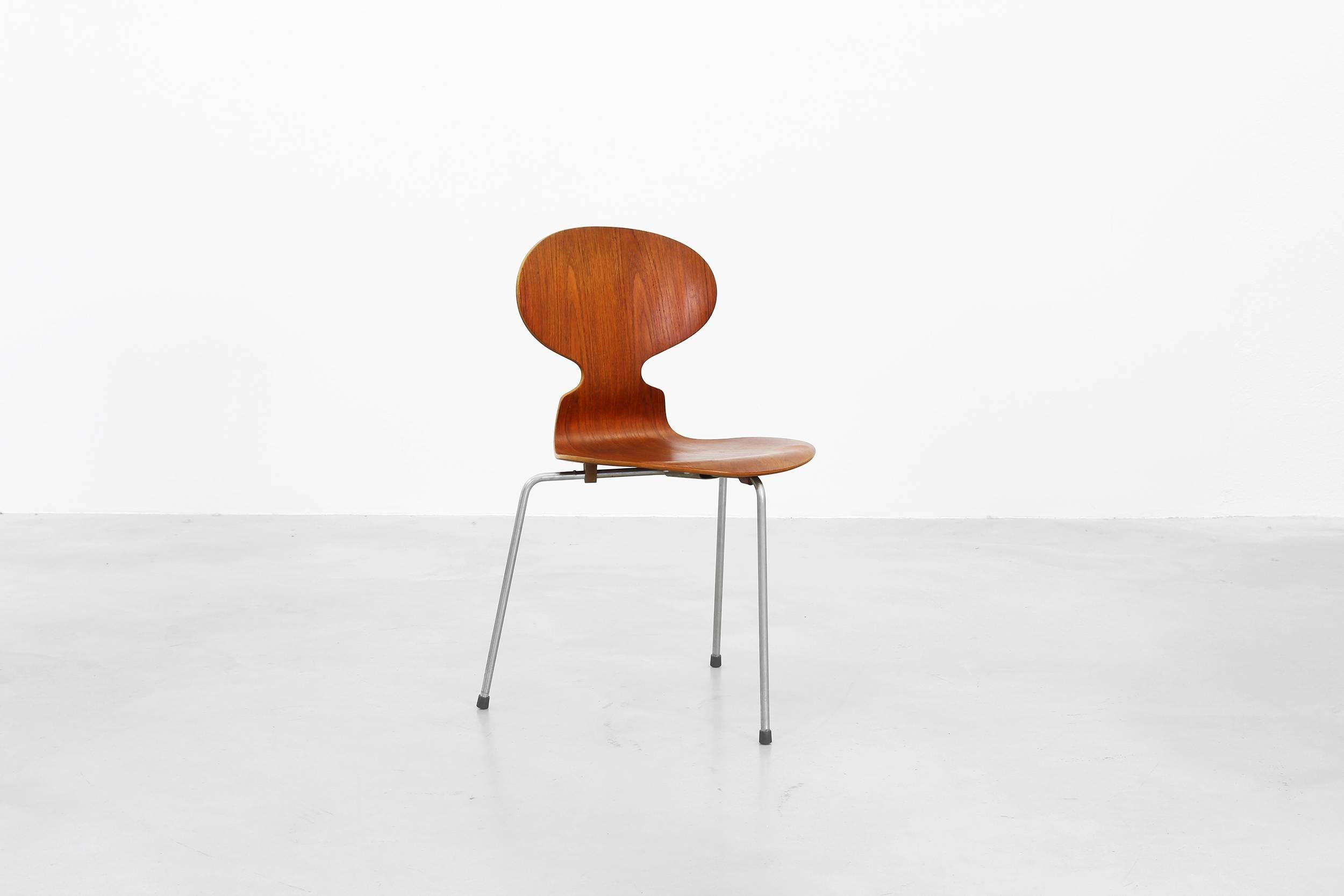 Set of Six Teak Ant Dining Chairs 3100 by Arne Jacobsen for Fritz Hansen 2