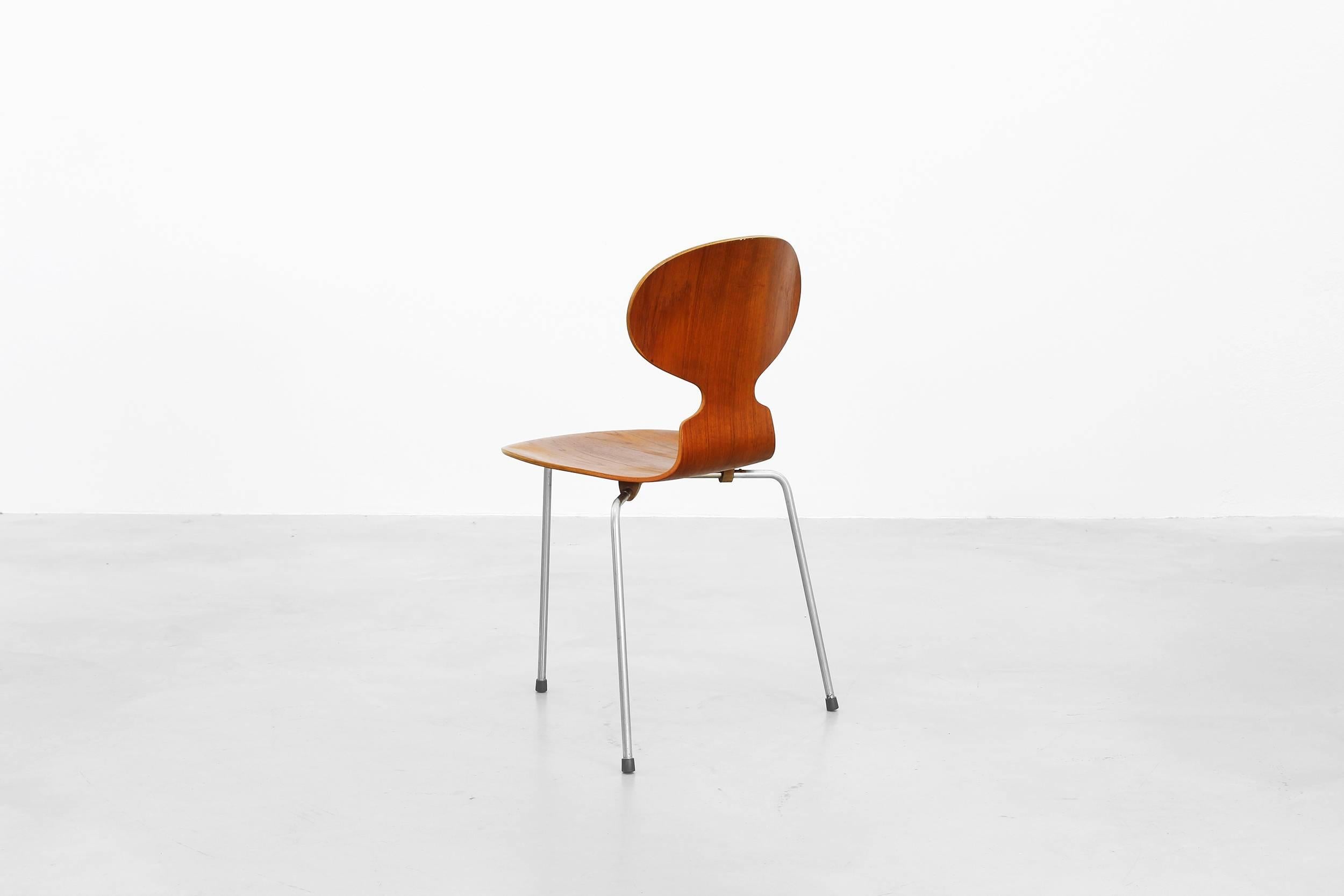 Set of Six Teak Ant Dining Chairs 3100 by Arne Jacobsen for Fritz Hansen 3