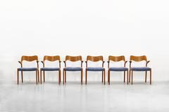 Set of Six Rare Danish Niels Møller Armchairs Dining Chairs Teak