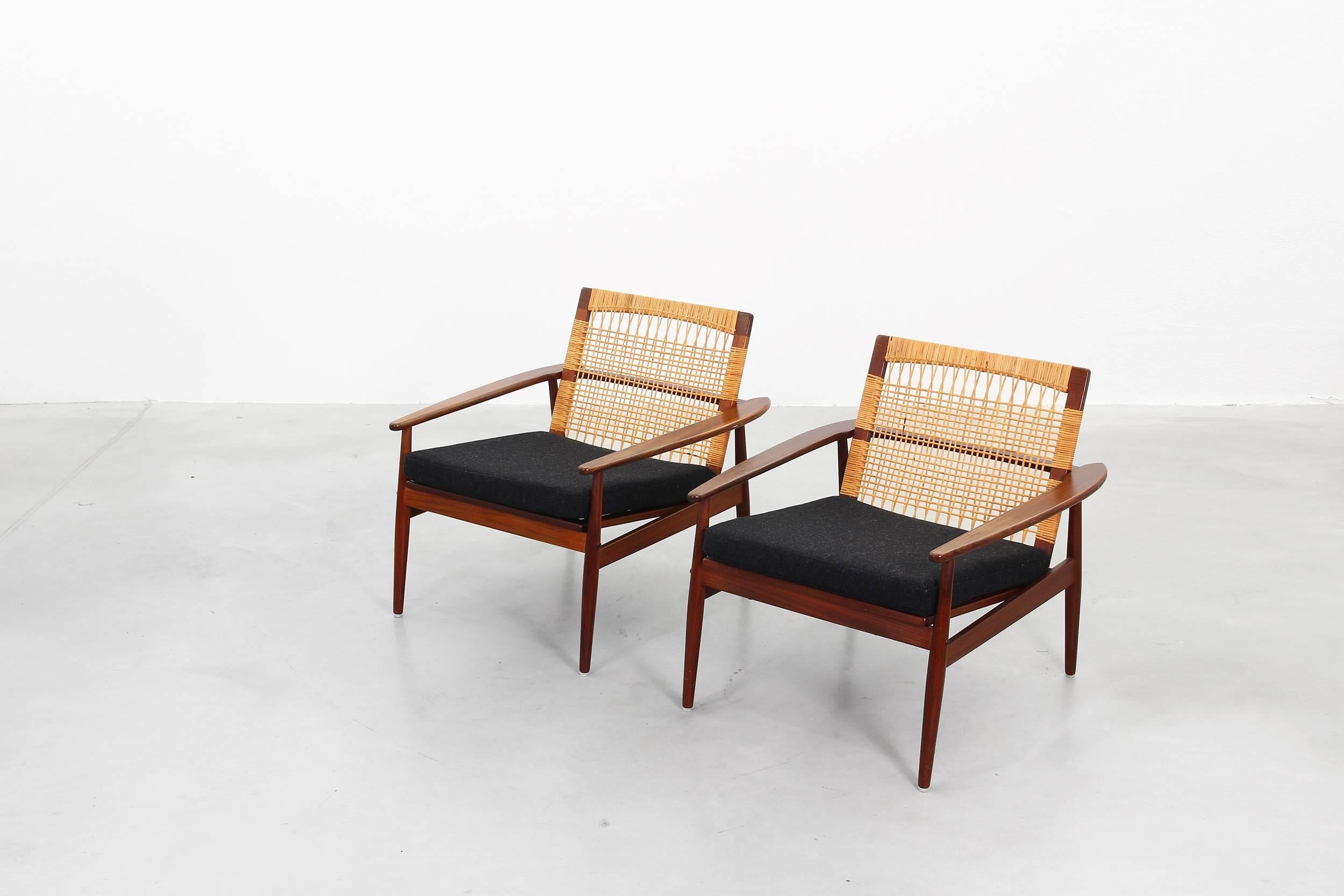 Rare Pair of Lounge Easy Chairs by Hans Olsen for Juul Kristiansen 5