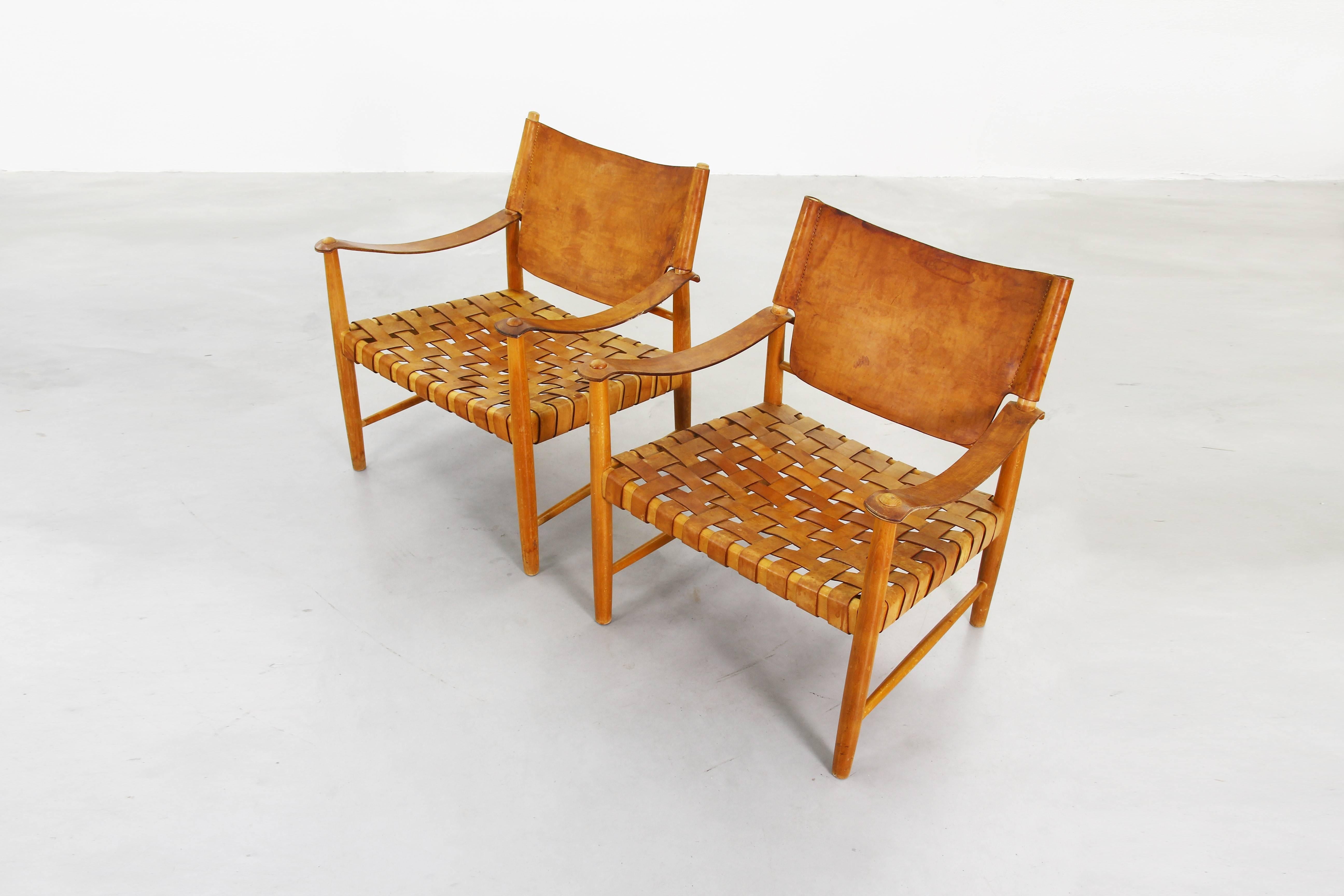 Beautiful Safari Lounge Chairs in the Style of Børge Mogensen, Hans J. Wegner 1