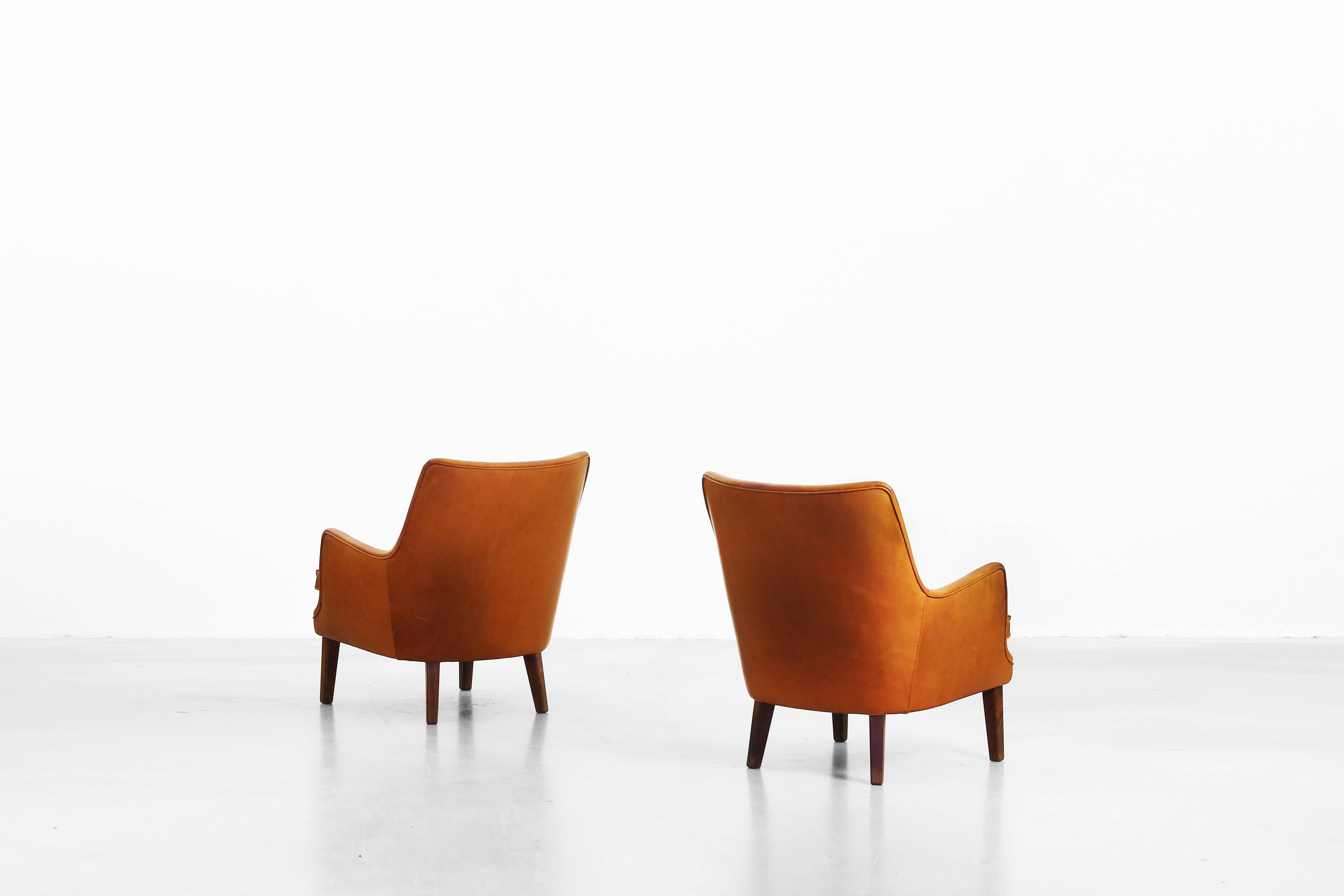 Danish Beautiful Pair of Lounge Chairs by Arne Vodder for Ivan Schlechter Denmark, 1953
