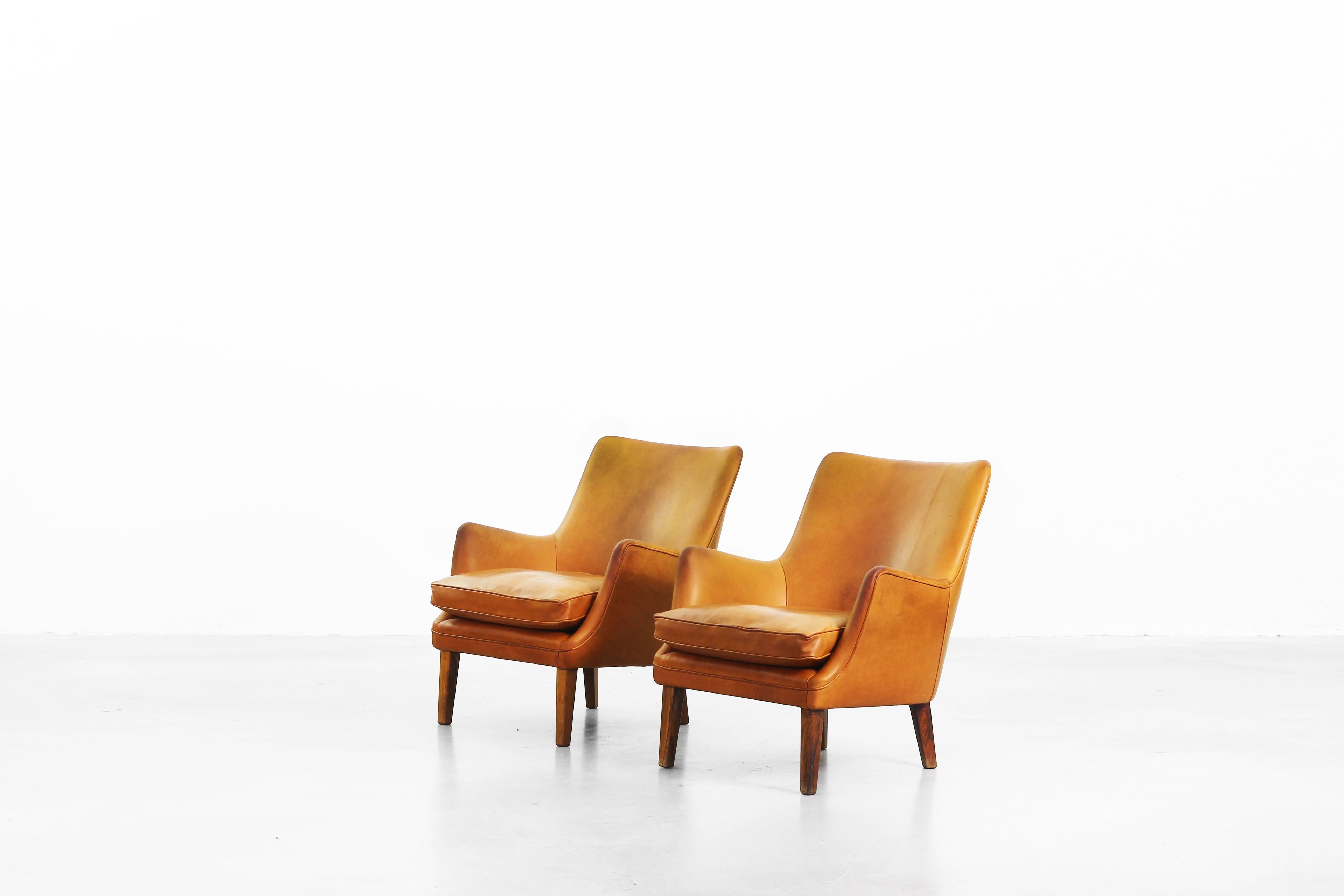 Beautiful Pair of Lounge Chairs by Arne Vodder for Ivan Schlechter Denmark, 1953 In Good Condition In Berlin, DE