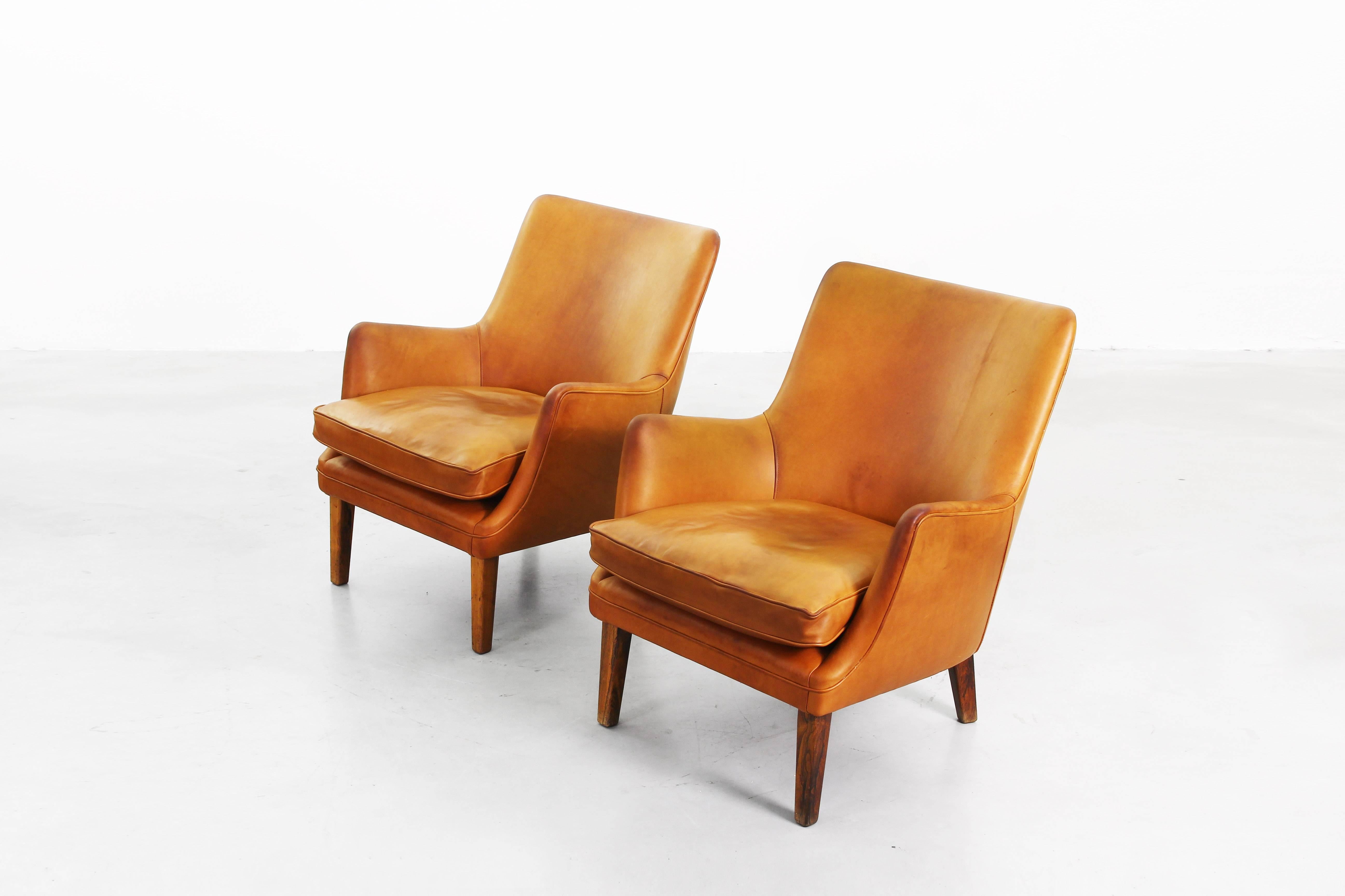 Beautiful Pair of Lounge Chairs by Arne Vodder for Ivan Schlechter Denmark, 1953 2