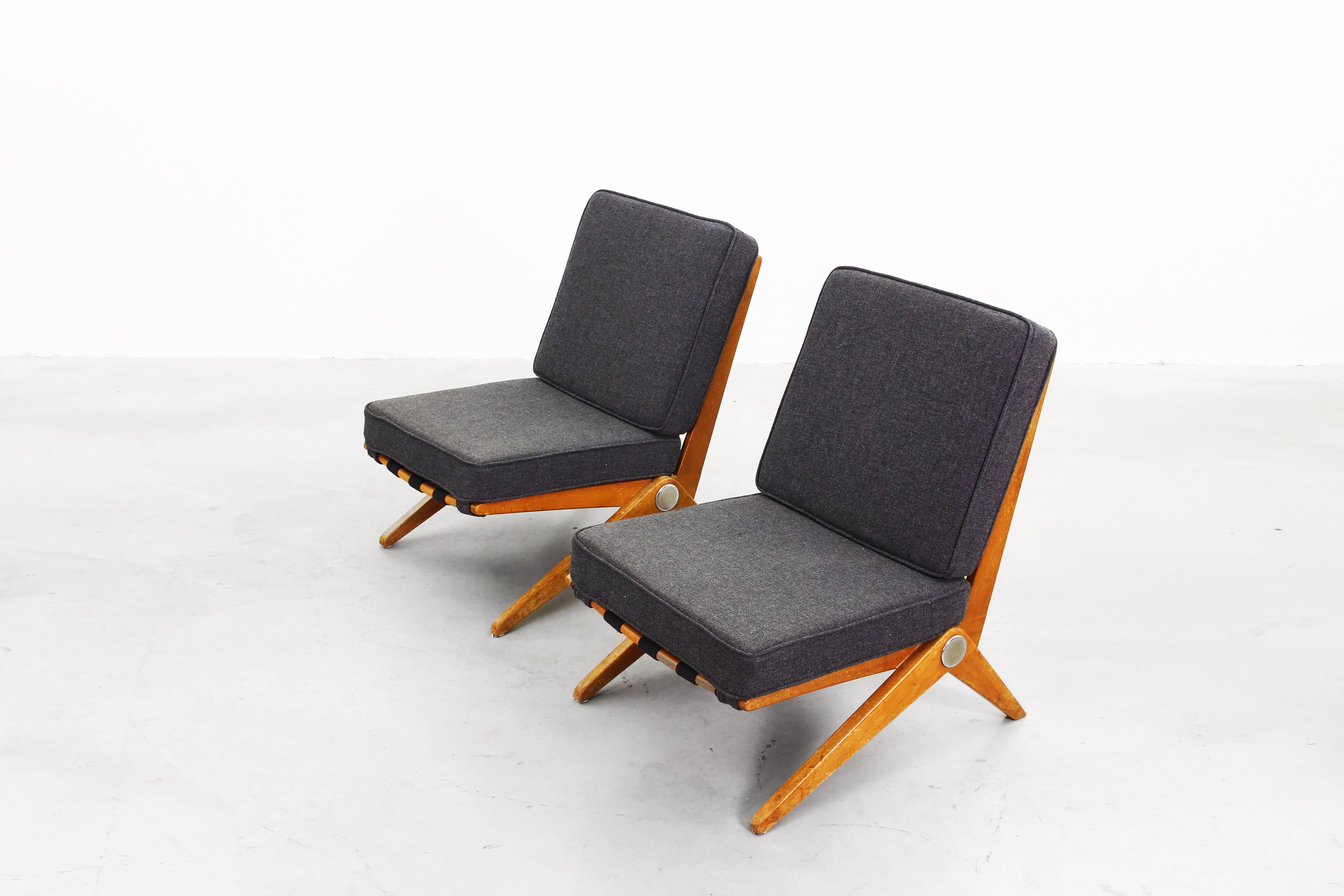 Pair of Scissor Lounge Chairs by Pierre Jeanneret for Knoll International, 1957 2