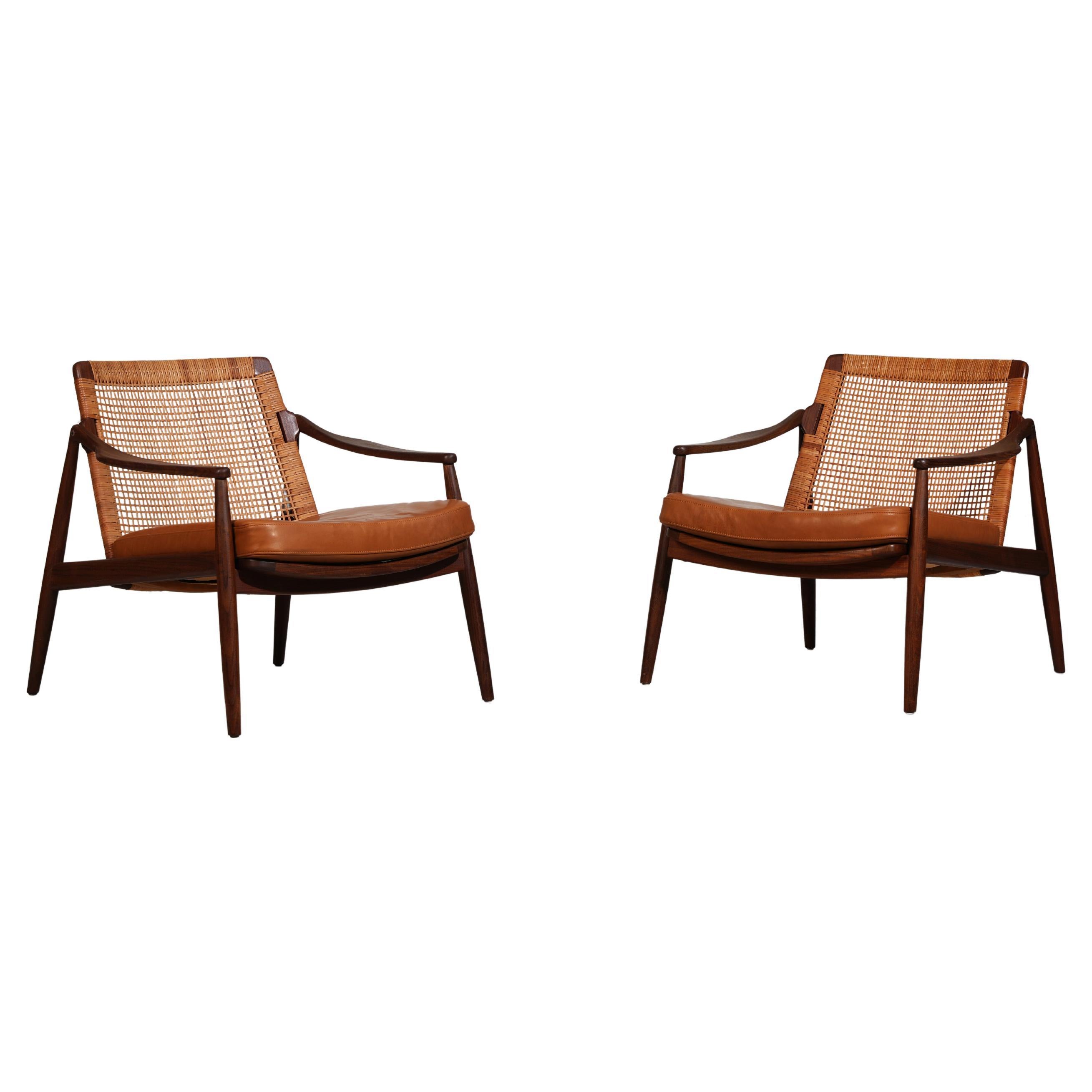 Beautiful Pair of Lounge Easy Chairs by Hartmut Lohmeyer for Wilkhahn 1950s For Sale