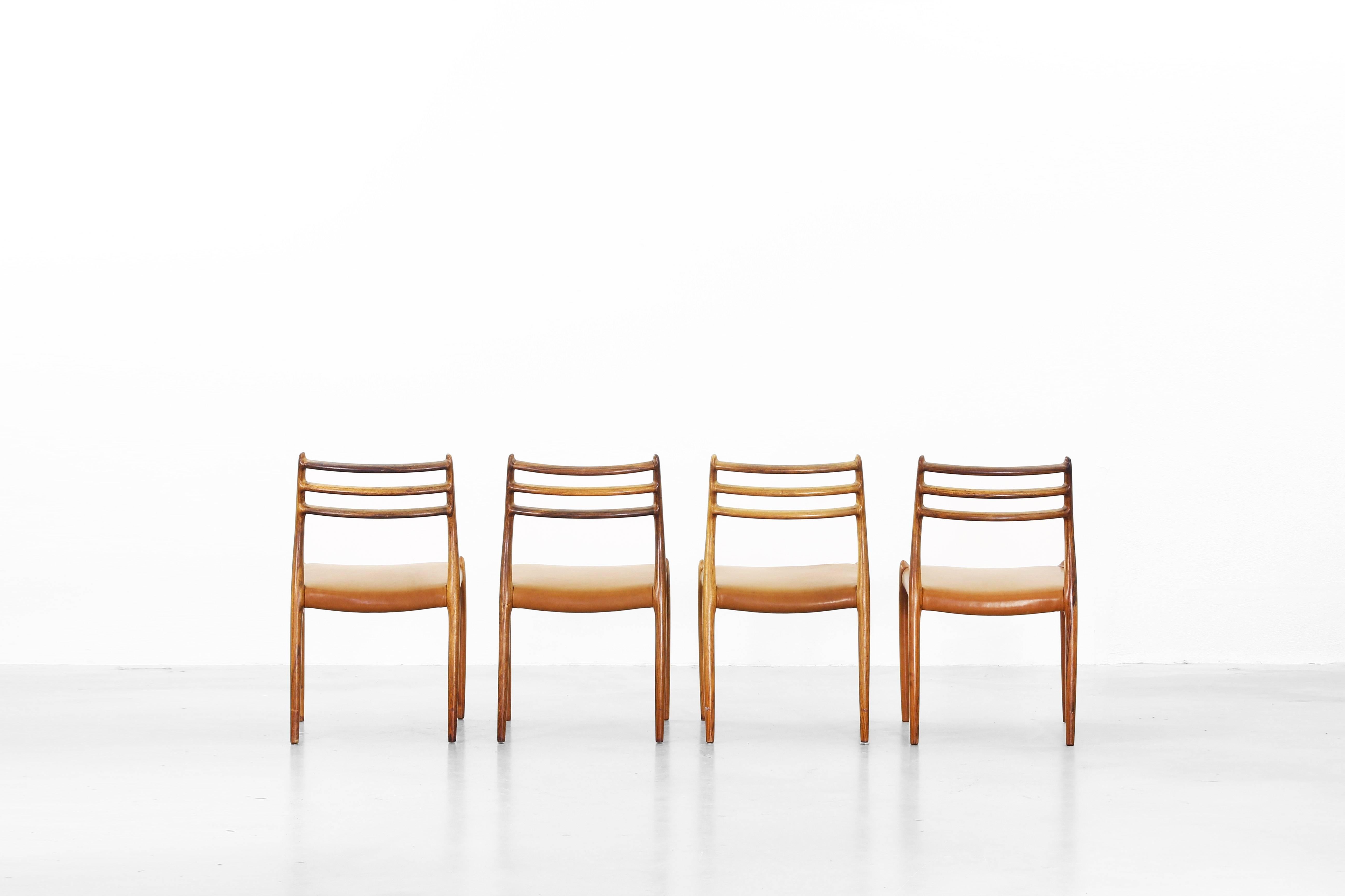 Set of Four Old Niels Moller Møller Moeller Dining Chairs Mod. 78, Denmark In Excellent Condition In Berlin, DE